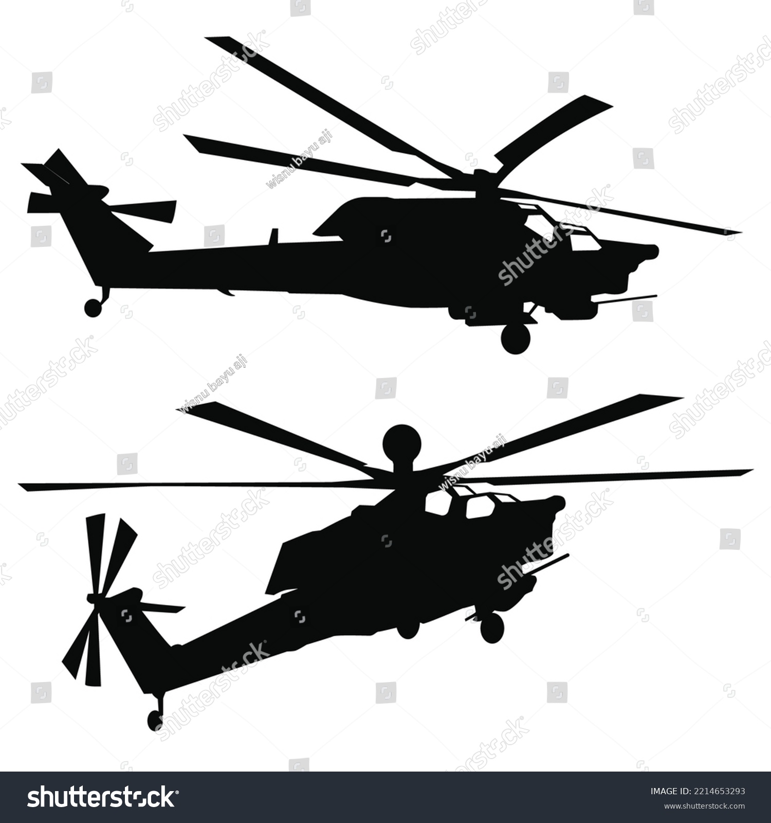 Russian Attack Military Helicopter Mi28n Silhouette Stock Vector ...