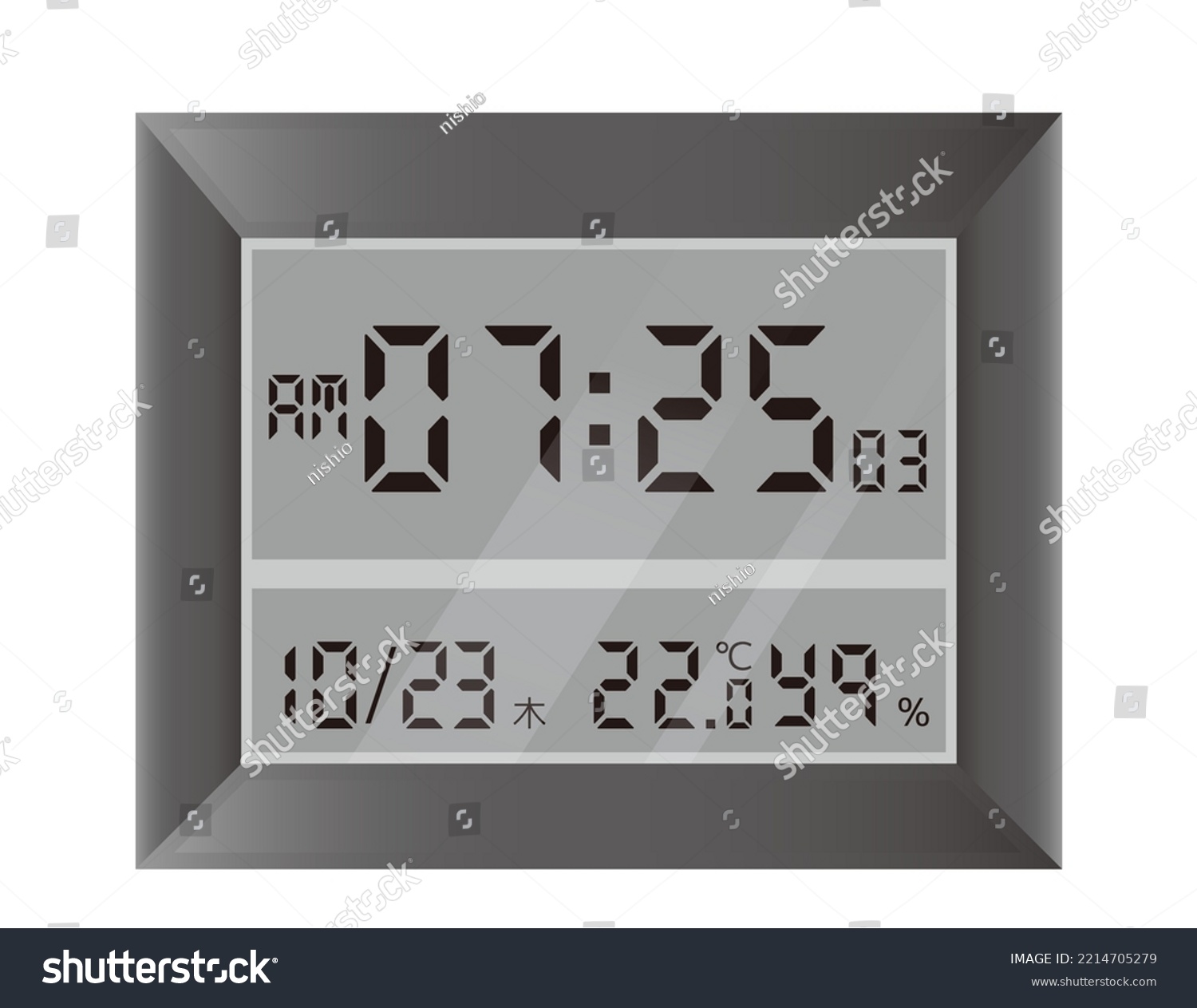 Illustration Digital Clock Calendar Thermometer Hygrometer Stock Vector