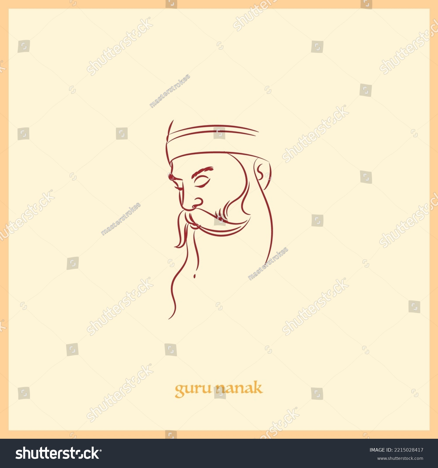 Guru Nanak Jayanti Vector Line Drawing Stock Vector (Royalty Free ...