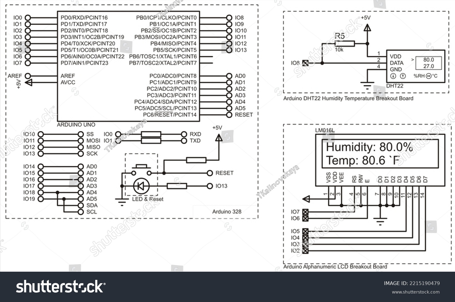 Electronic Circuit Measuring Humidity Temperature With Stock ...