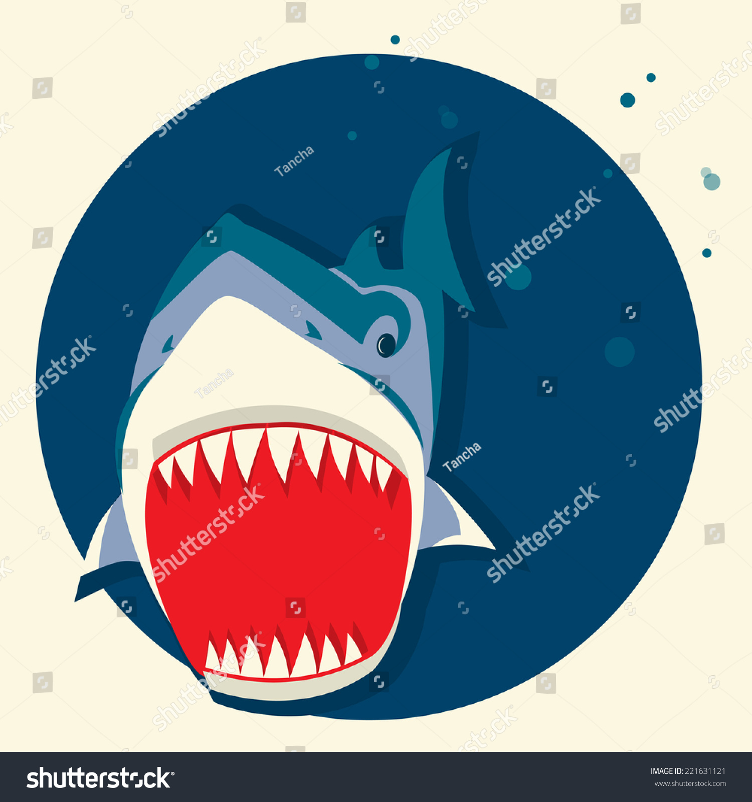 Big White Sharkvector Cartoons Symbol Illustration Stock Vector ...