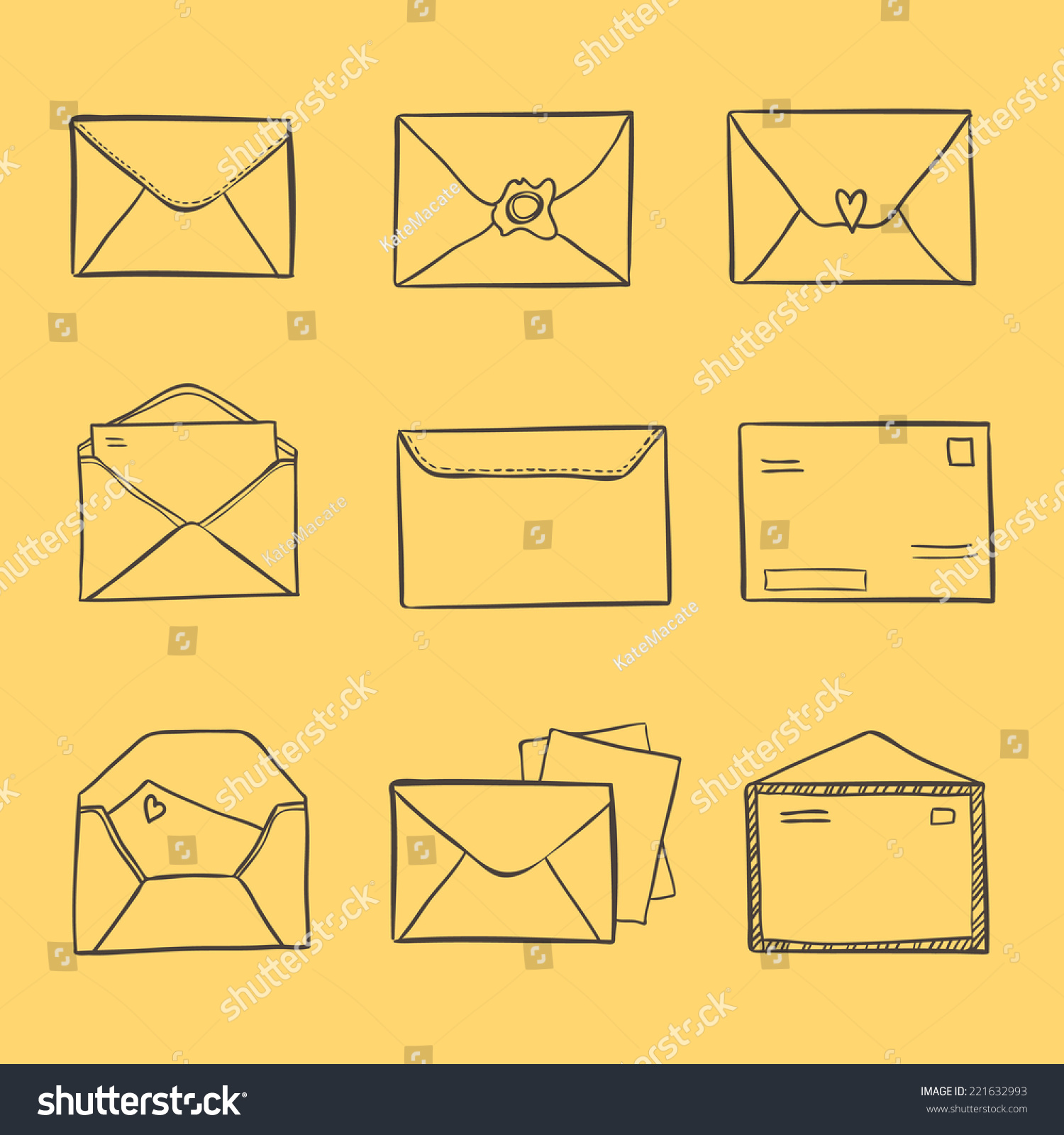 Hand Drawn Sketch Illustration Letter Envelope Stock Vector (Royalty ...