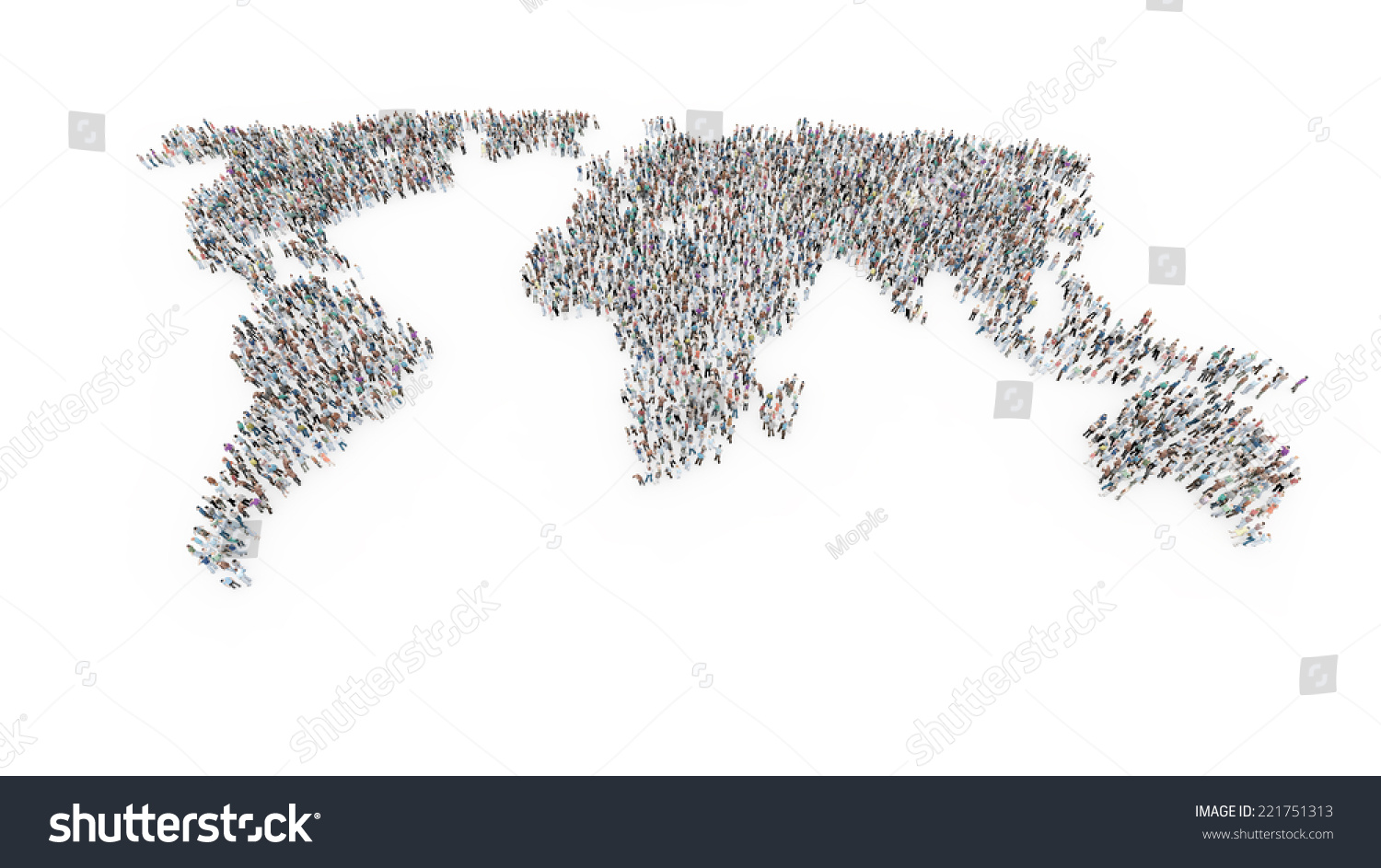 Large Crowd People Forming World Map Stock Illustration 221751313 ...