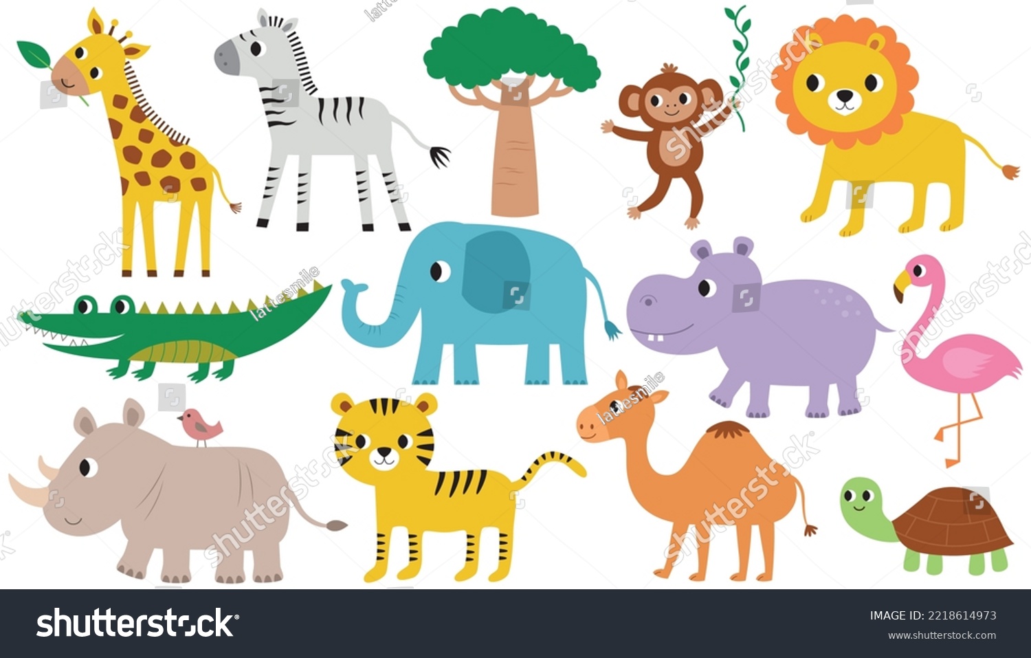 Exotic Animals Vector Set African Savannah Stock Vector (Royalty Free ...