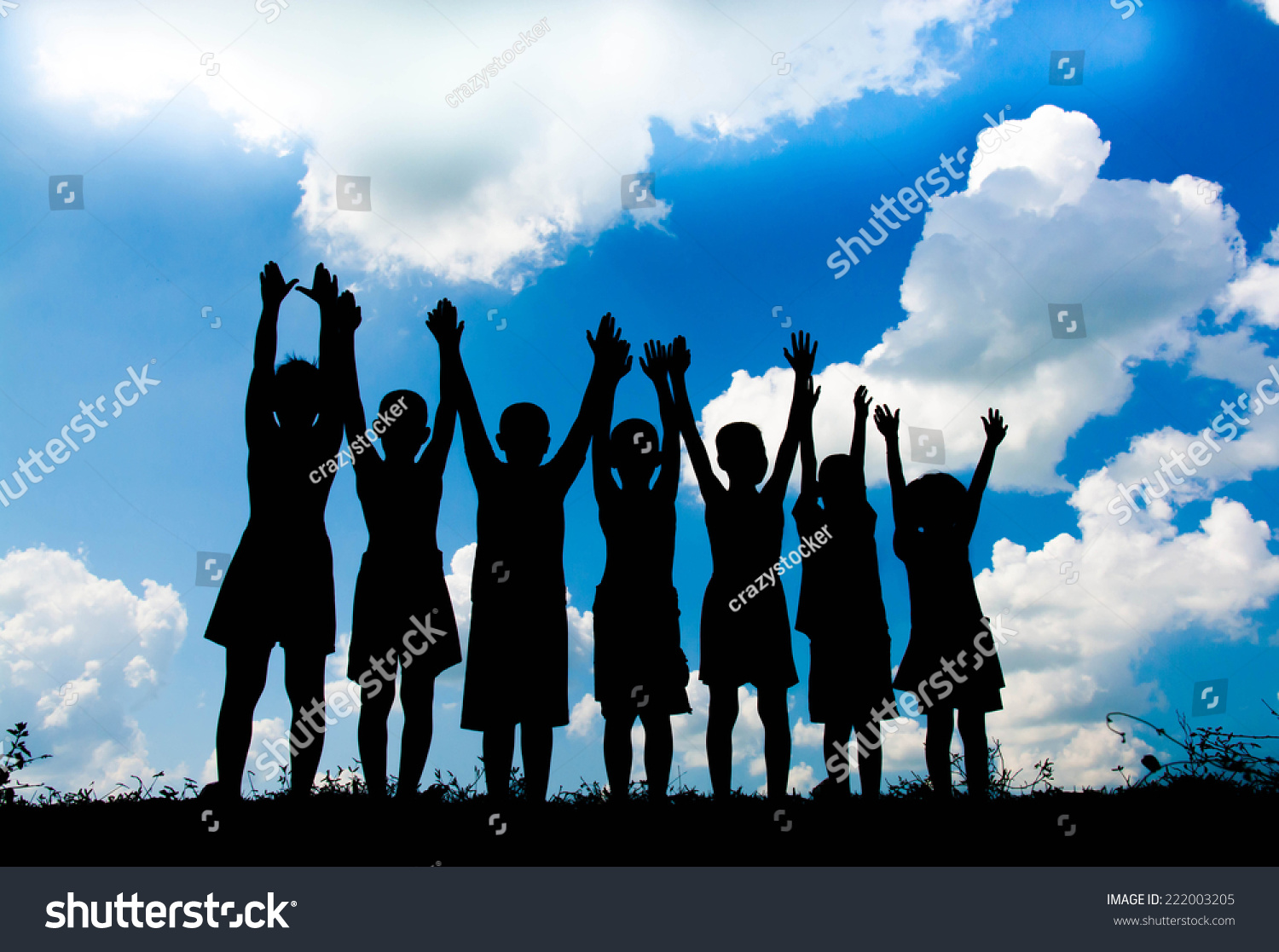 Children Playing Happy Time Silhouette Concept Stock Photo 222003205 ...