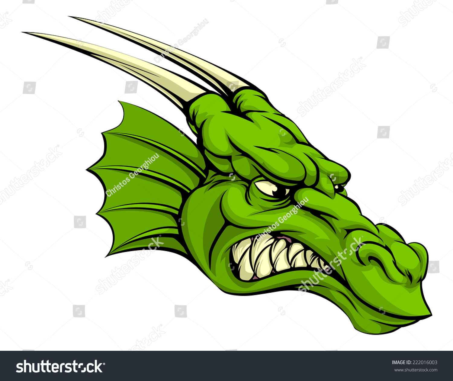 Illustration Mean Looking Green Dragon Mascot Stock Vector (Royalty ...