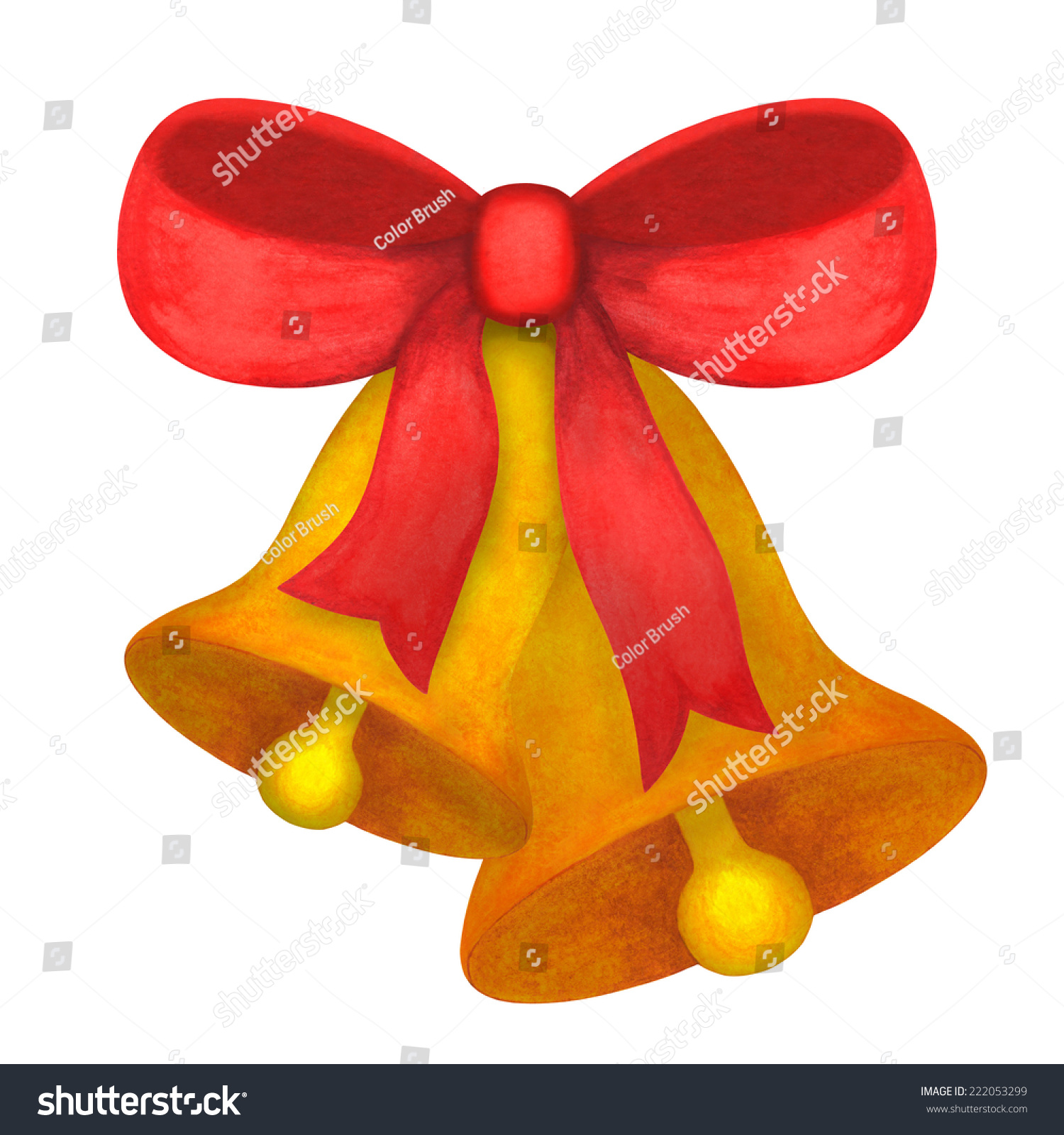 Watercolor Jingle Bells Bow Isolated On Stock Illustration 222053299 ...