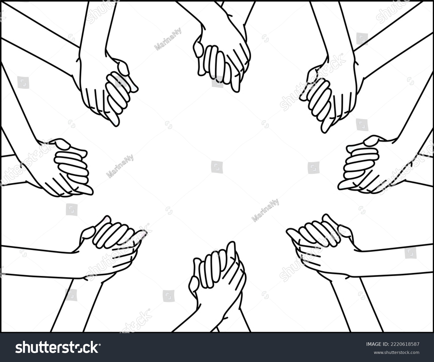 Concept Inclusion Black White Illustration Hands Stock Vector (Royalty ...