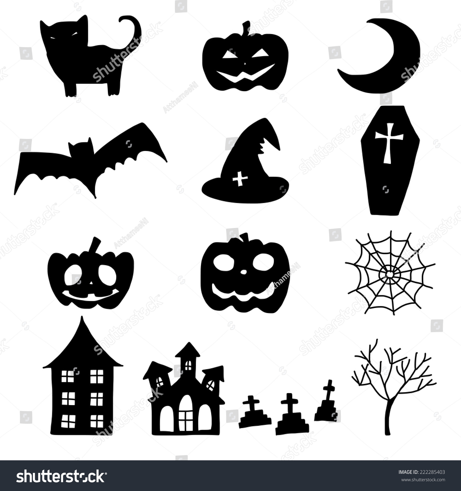 Hand Drawing Cartoon Halloween Doodle Element Stock Vector (Royalty ...