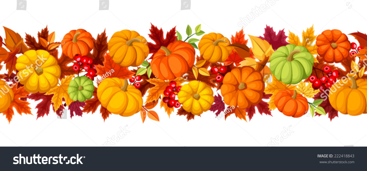 Horizontal Seamless Background Colorful Pumpkins Autumn Stock Vector ...