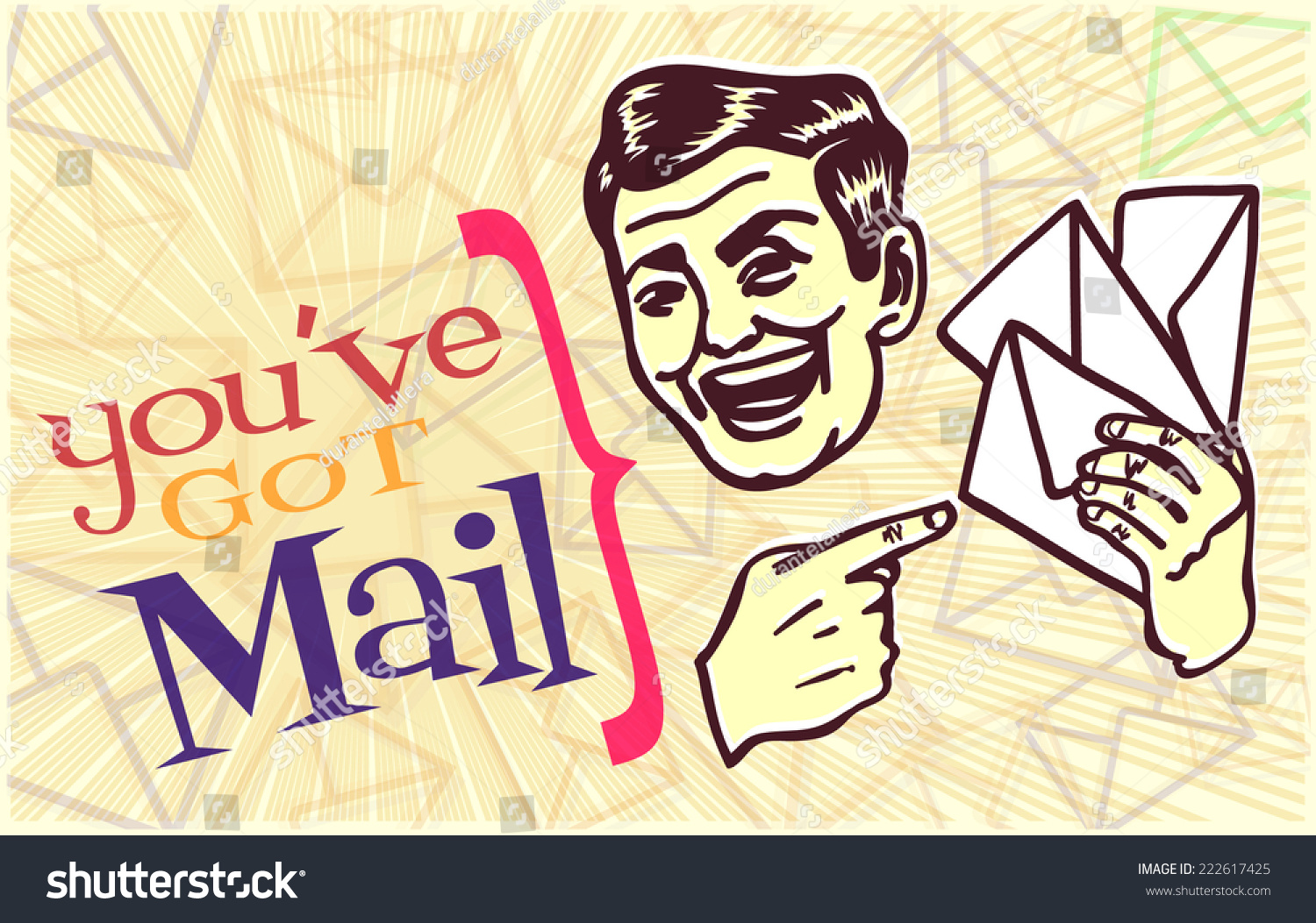 Shutterstock koleksiyonunda HD kalitesinde Youve Got Mail Retro Vintage Cli...