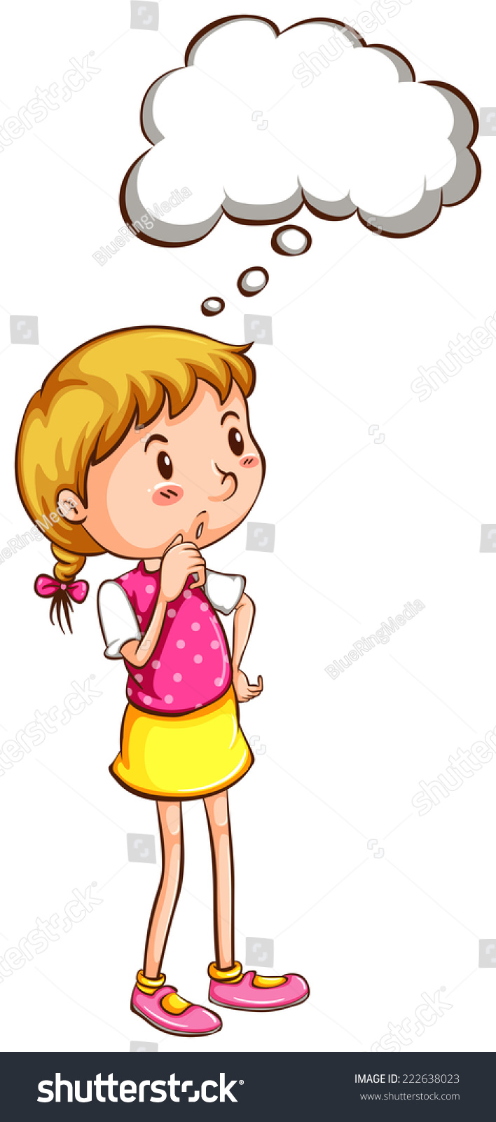 Illustration Simple Coloured Sketch Girl Thinking Stock Vector (Royalty ...