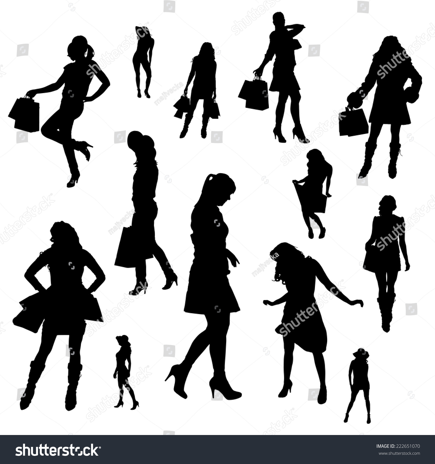 Vector Silhouettes Sexy Girls On White Stock Vector Royalty Free