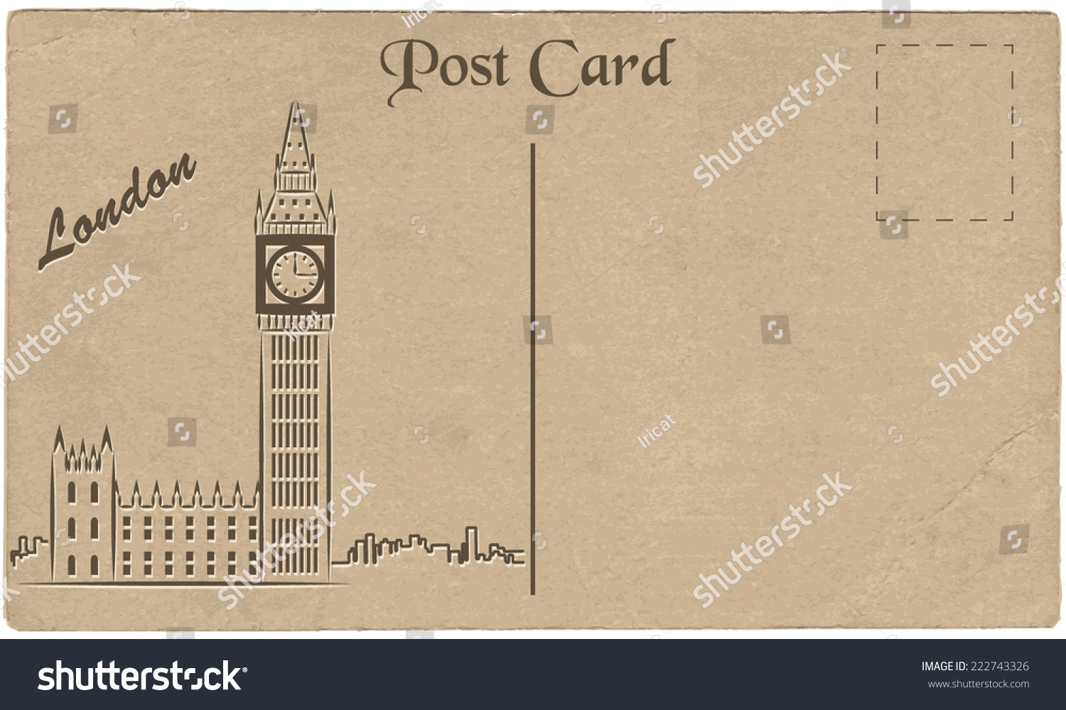 Old Postcard London Drawing Elizabeth Tower Stock Vector (Royalty Free ...