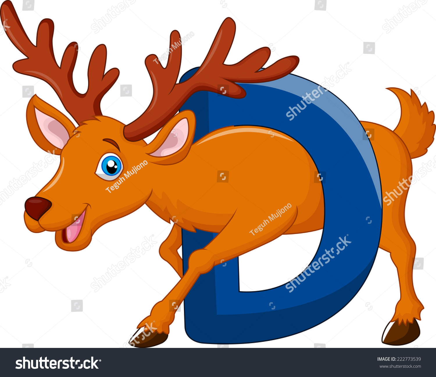 Alphabet D Deer Cartoon Stock Vector (Royalty Free) 222773539 ...