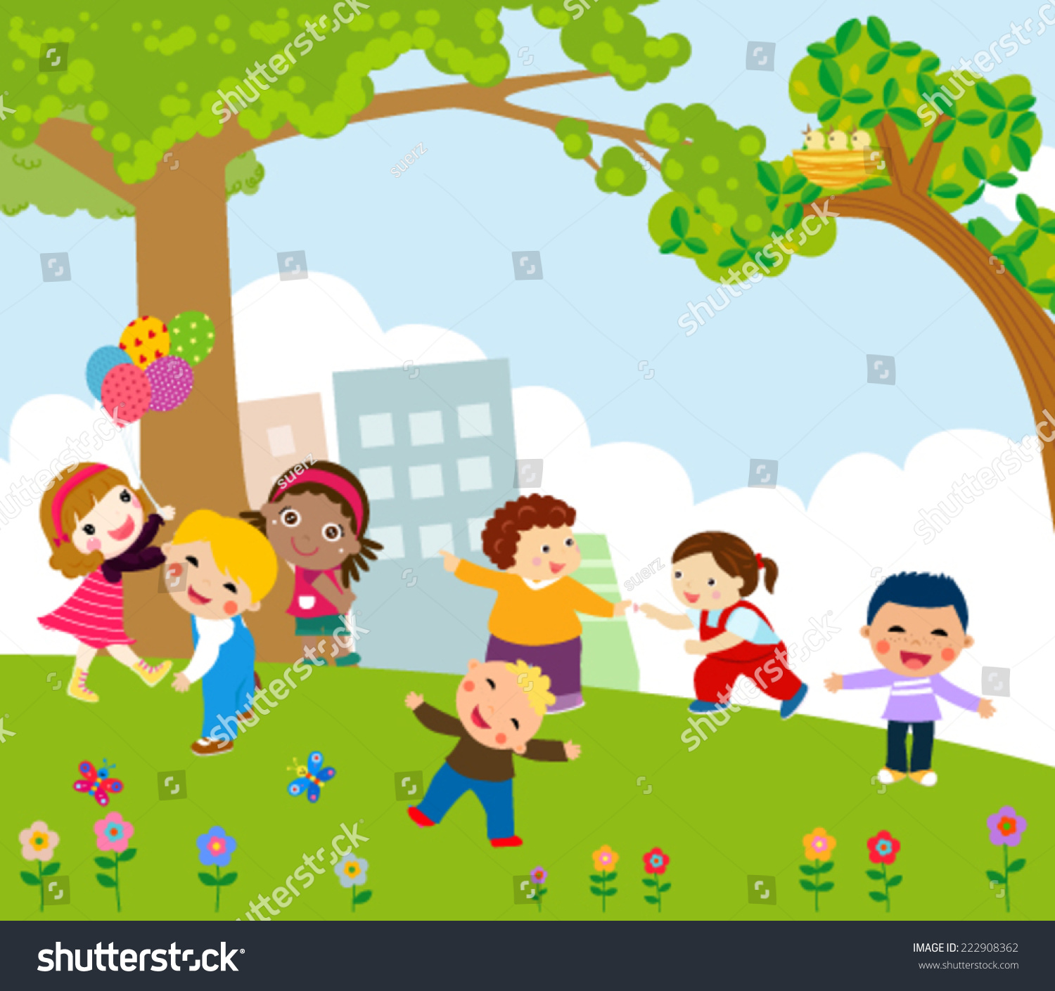 Kids Playing Stock Vector (royalty Free) 222908362 