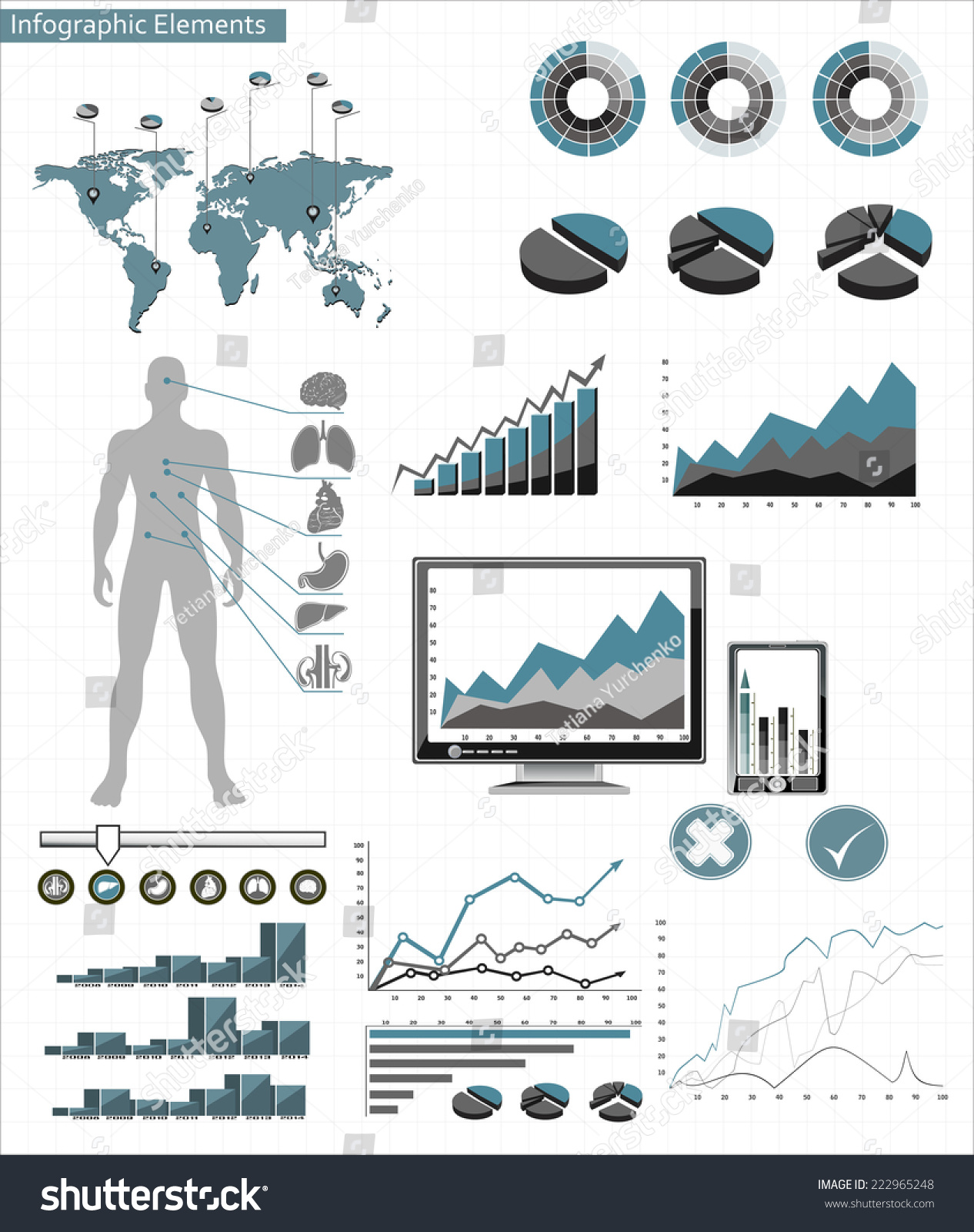 Ilustrasi Stok Medical Infographics Presentation Set Human Body ...