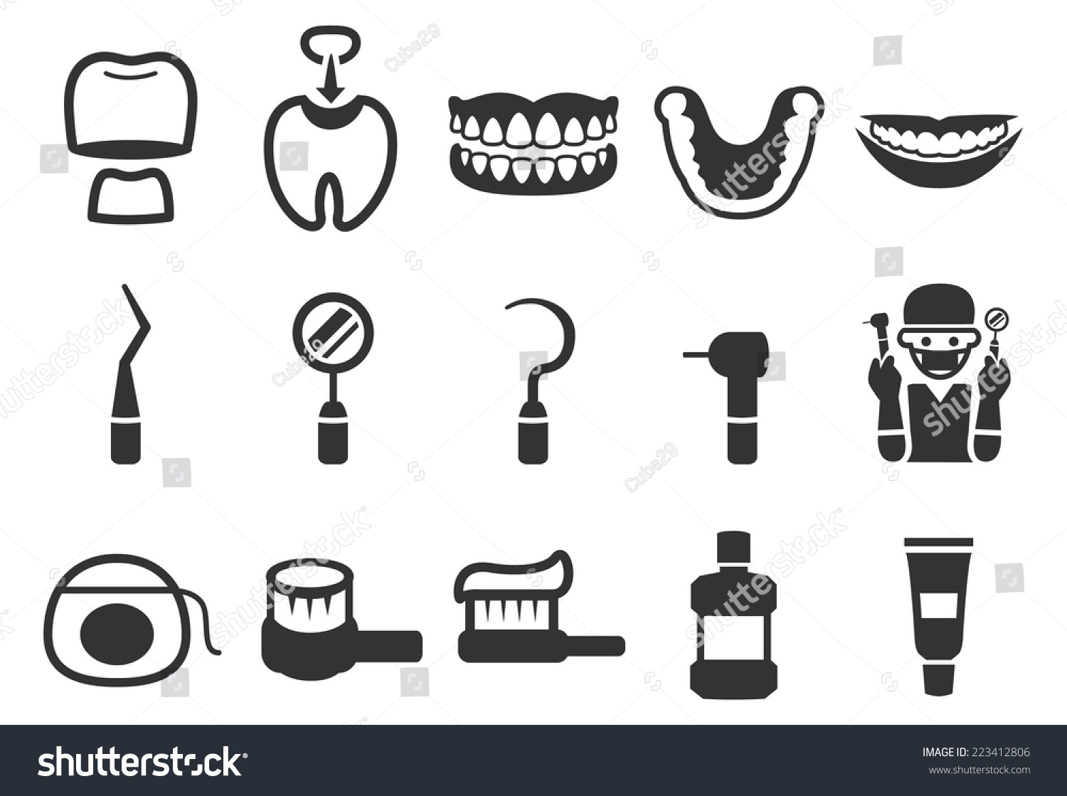 Dental Care Vector Illustration Icon Set Stock Vector Royalty Free Shutterstock