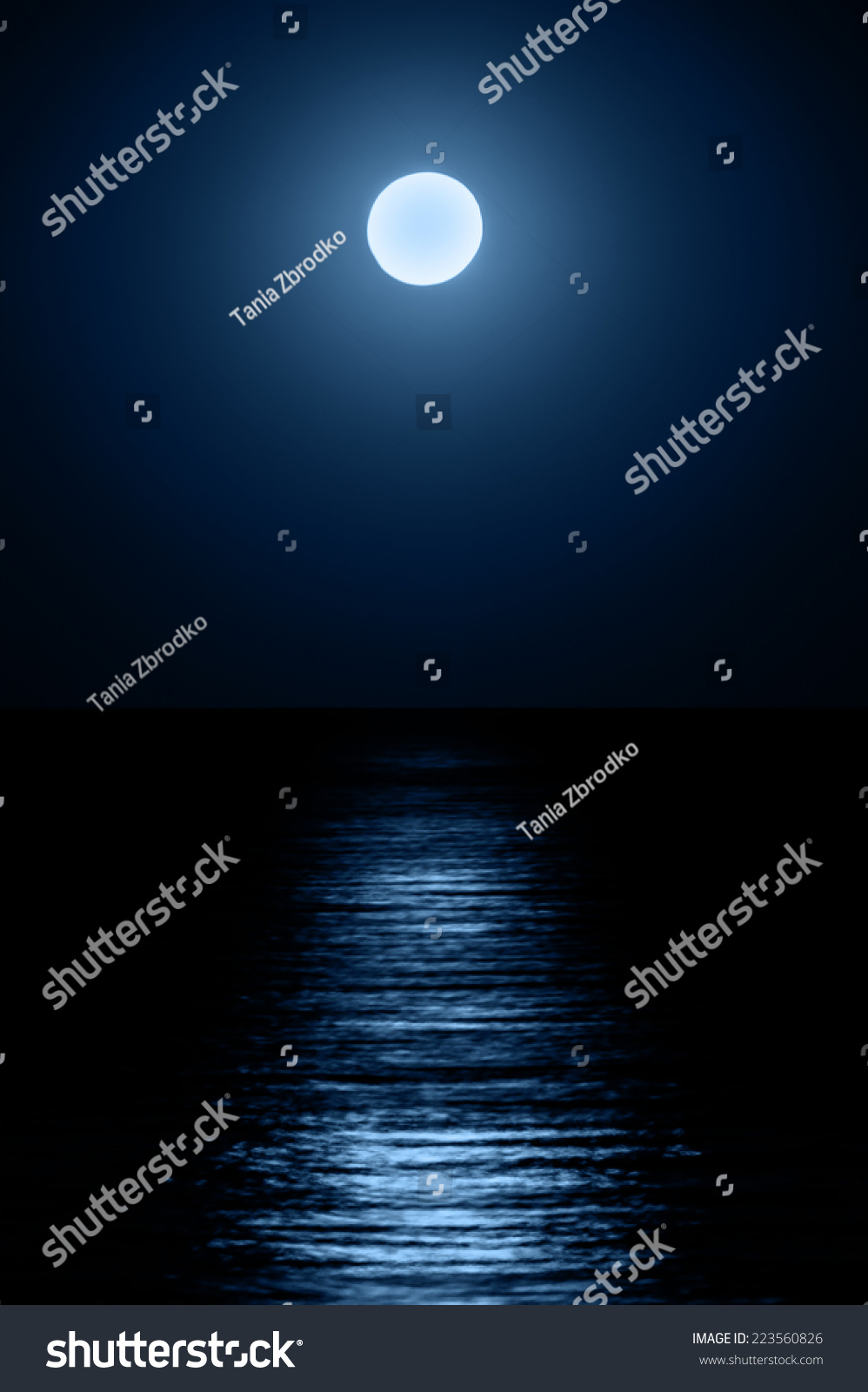 Reflection Moon On Sea Surface Moonlight Stock Photo 223560826 ...