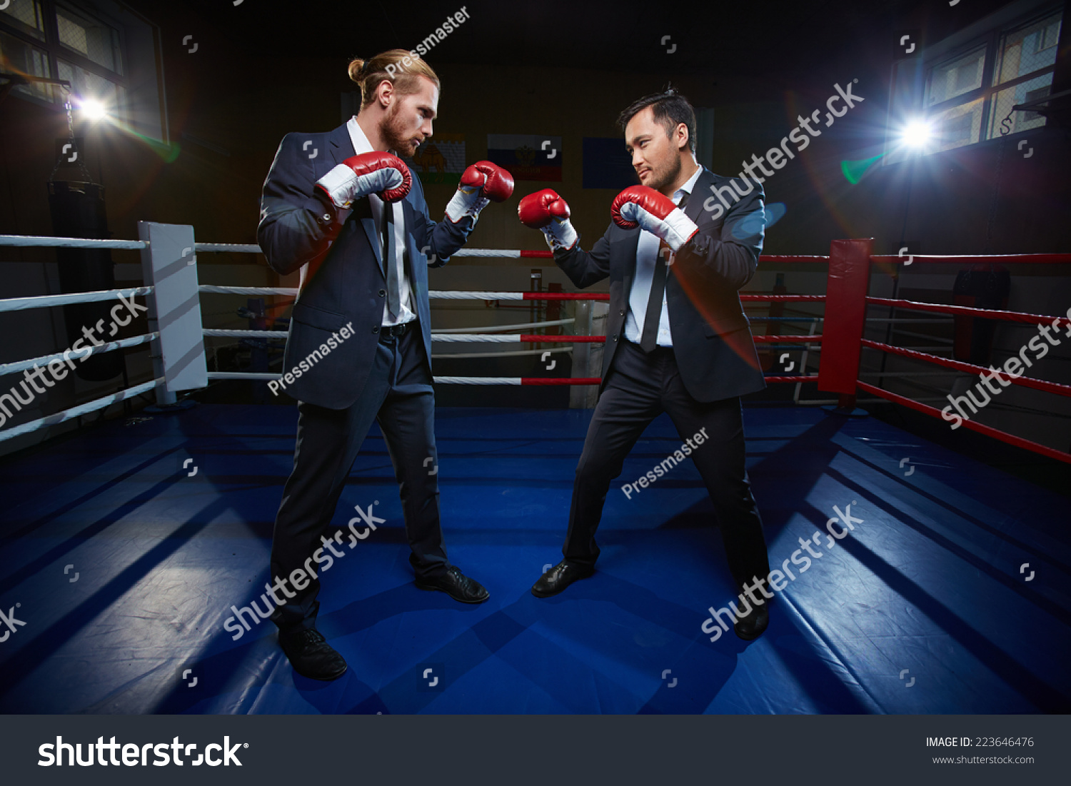 Professional Businessmen Suits Boxing Gloves Standing Stock Photo ...