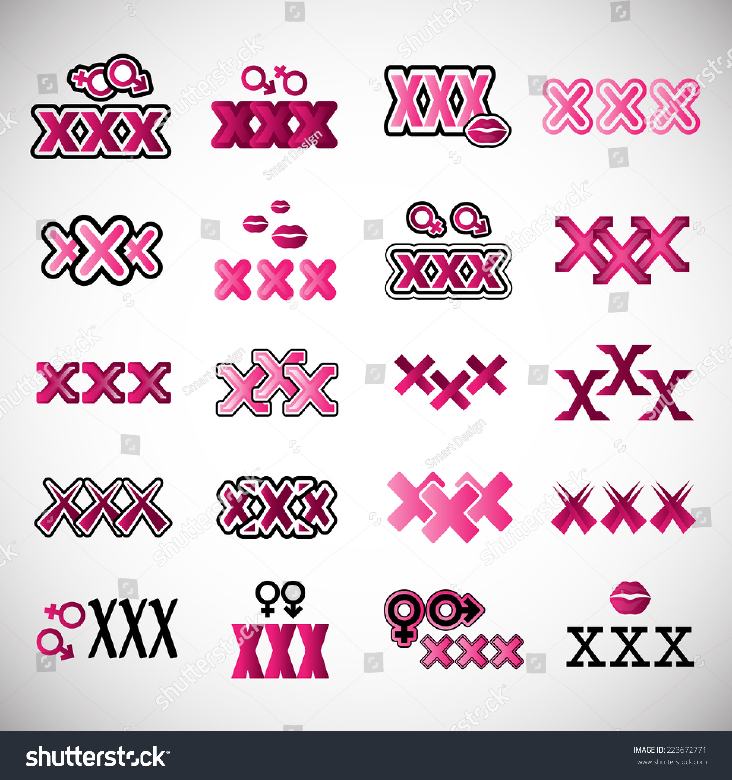 Xxx Icons Set Isolated On Gray Stock Vector Royalty Free 223672771 Shutterstock 2749
