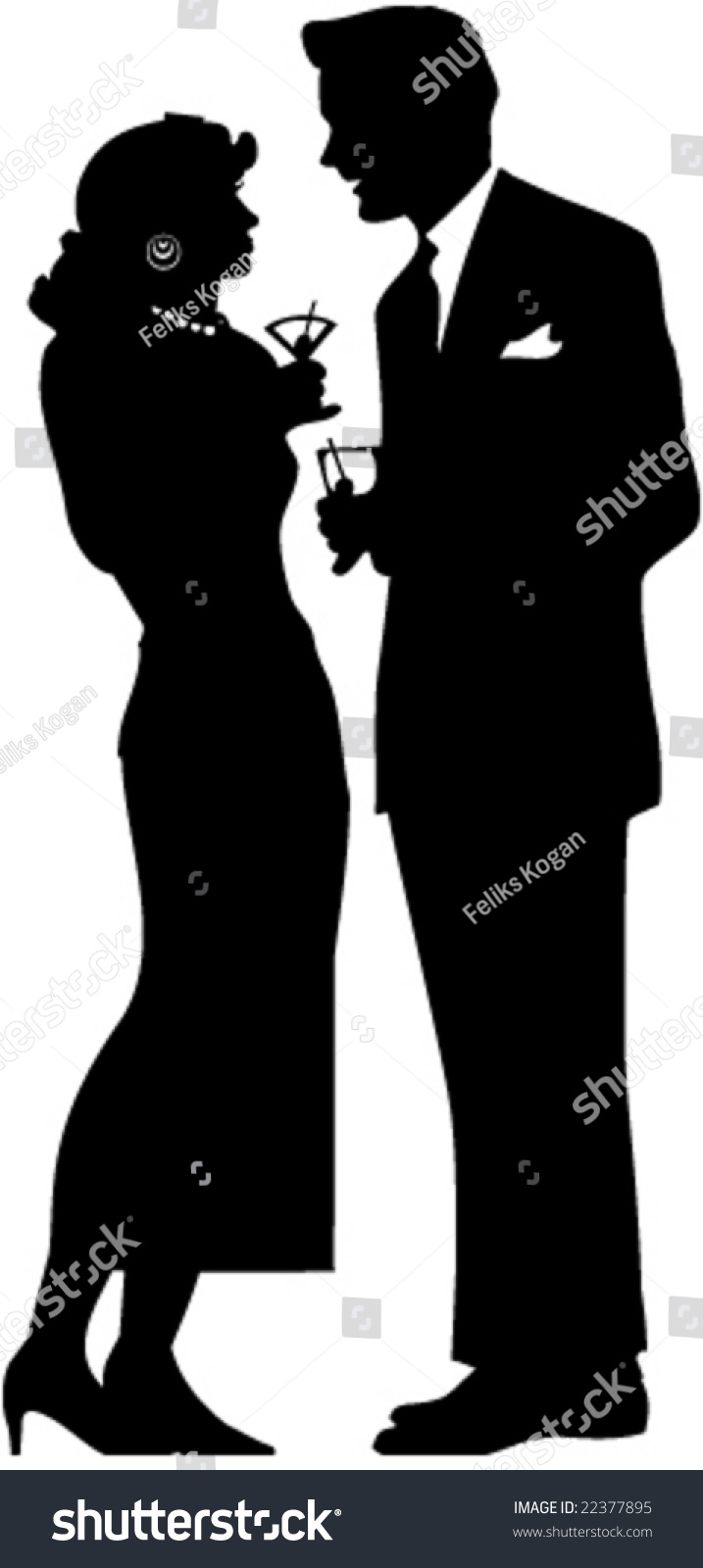 Silhouettes Couple Drinks Stock Vector (Royalty Free) 22377895 ...