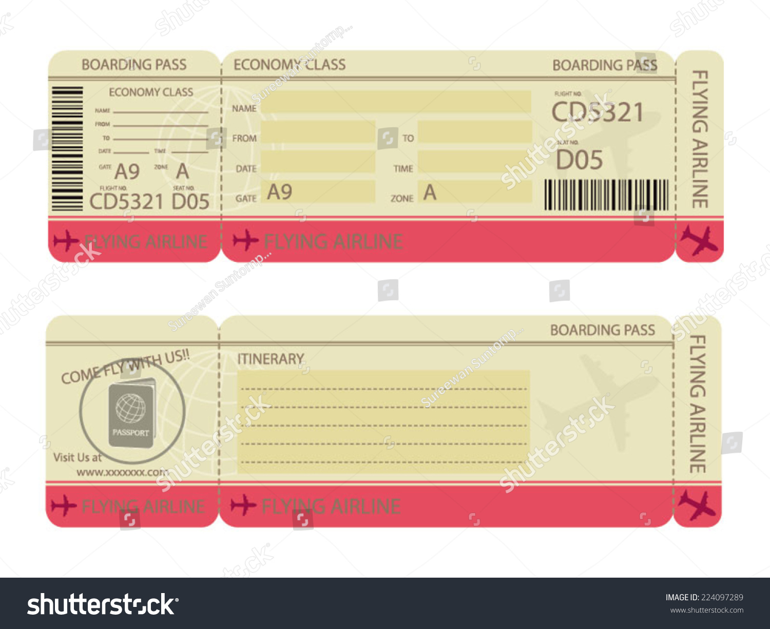 Boarding Pass Design Template Stock Vector (Royalty Free) 224097289
