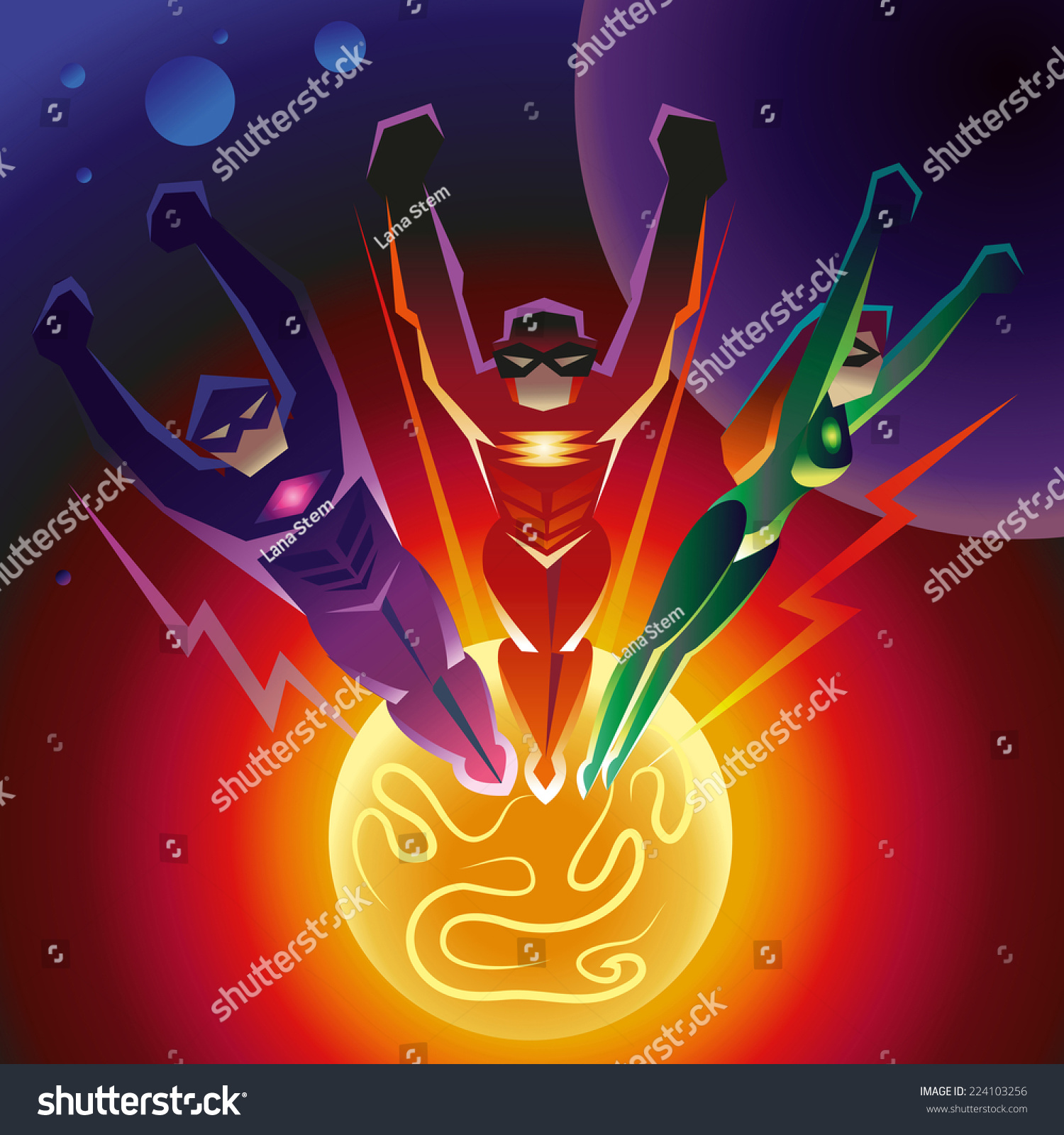 Superheroes Flying Vector Illustration Stock Vector (Royalty Free ...