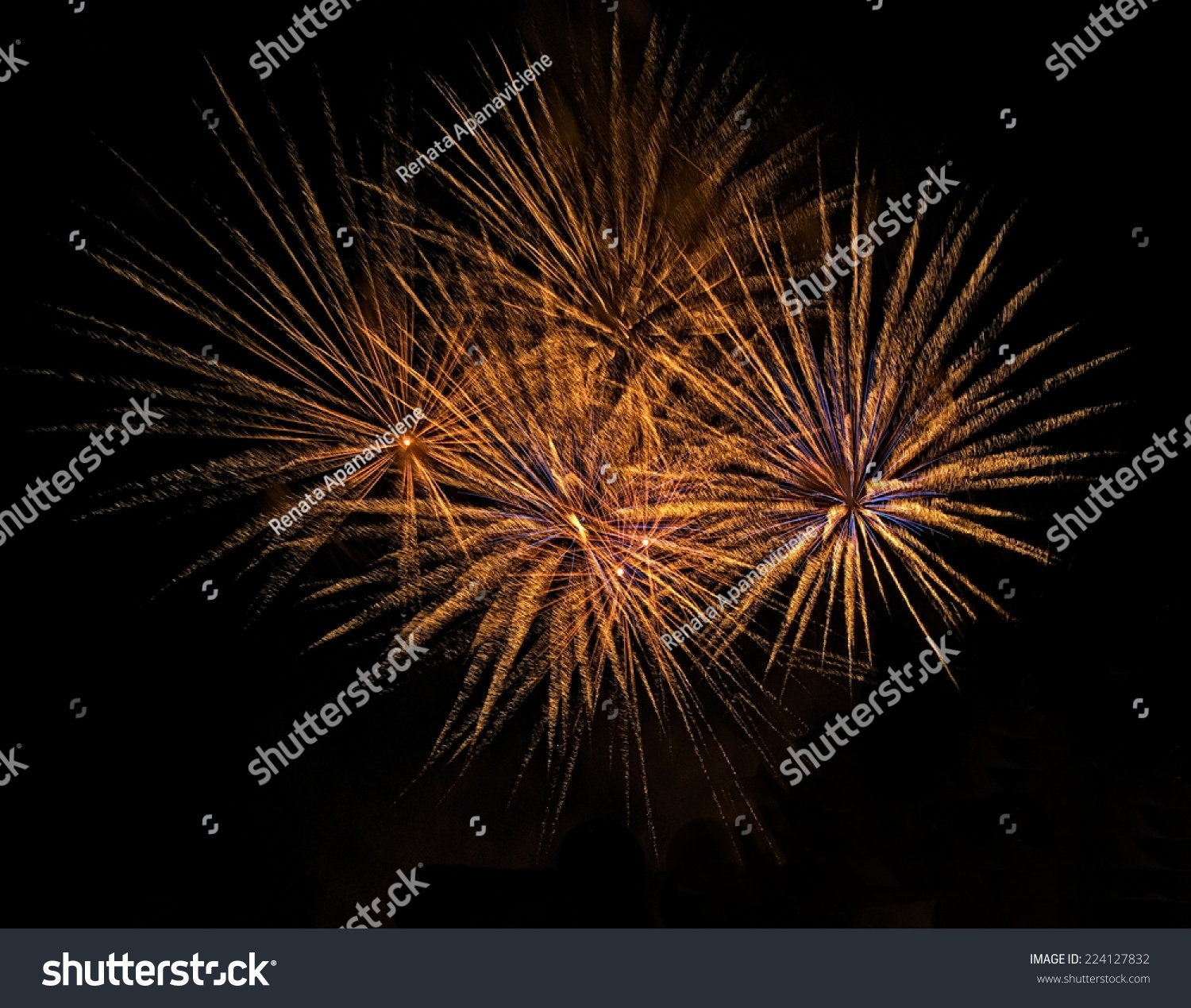 Golden Orange Fireworks Isolated Dark Background Stock Photo 224127832 ...