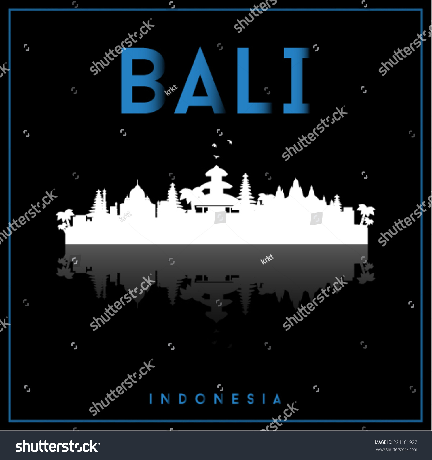 Bali Indonesia Skyline Silhouette Vector Design: Vector Có Sẵn (miễn ...