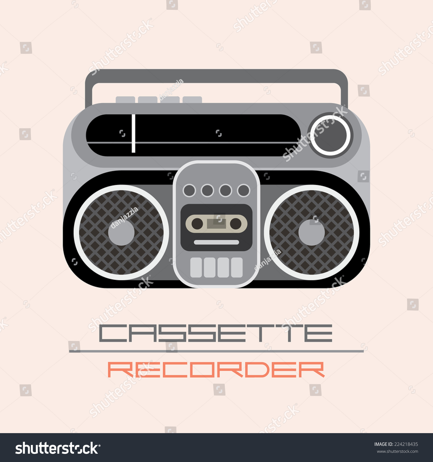 Retro Cassette Recorder Isolated Vector Icon Stock Vector (Royalty Free ...