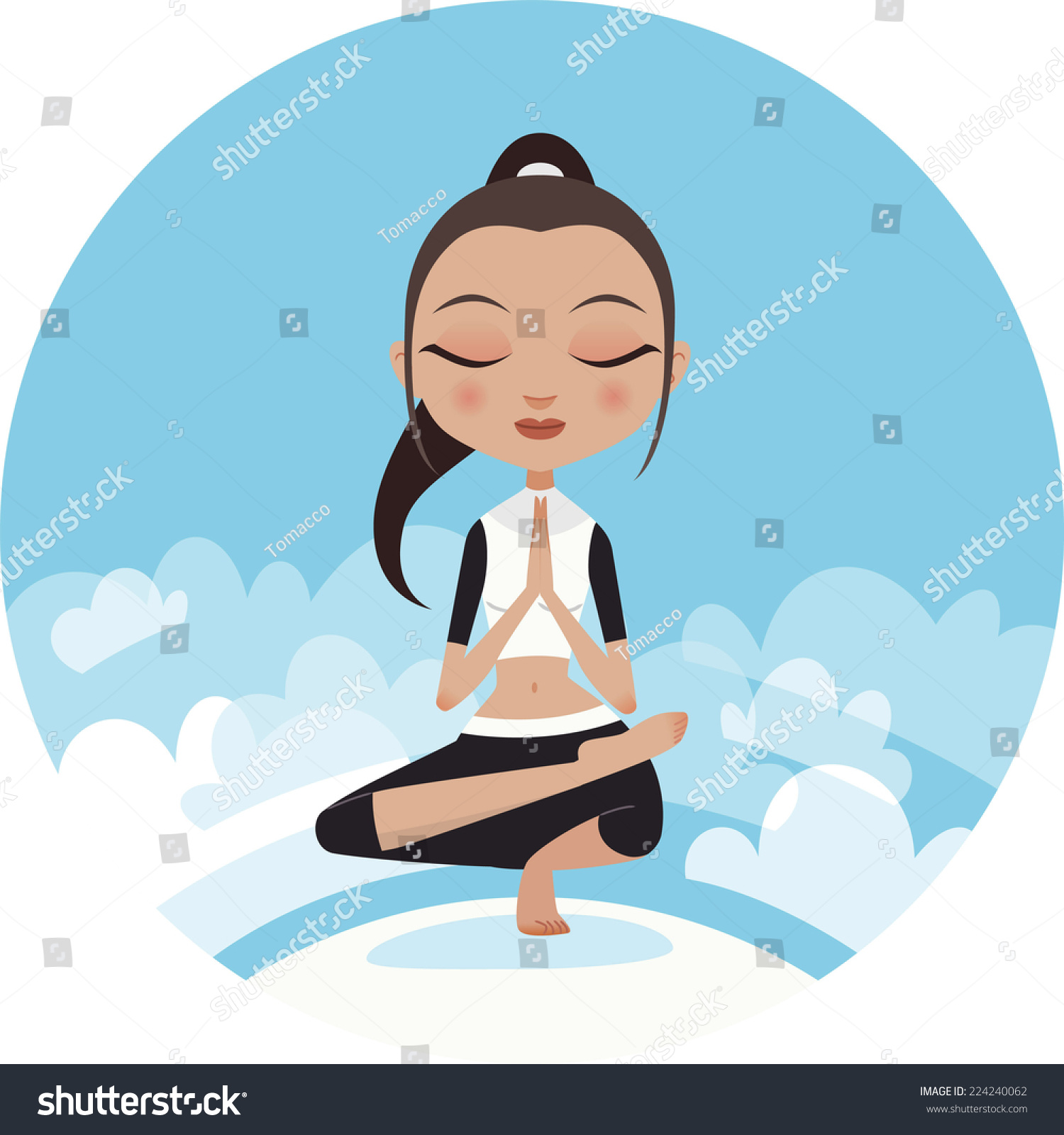 Yoga Woman Praying Pose Stock Vector (Royalty Free) 224240062 ...