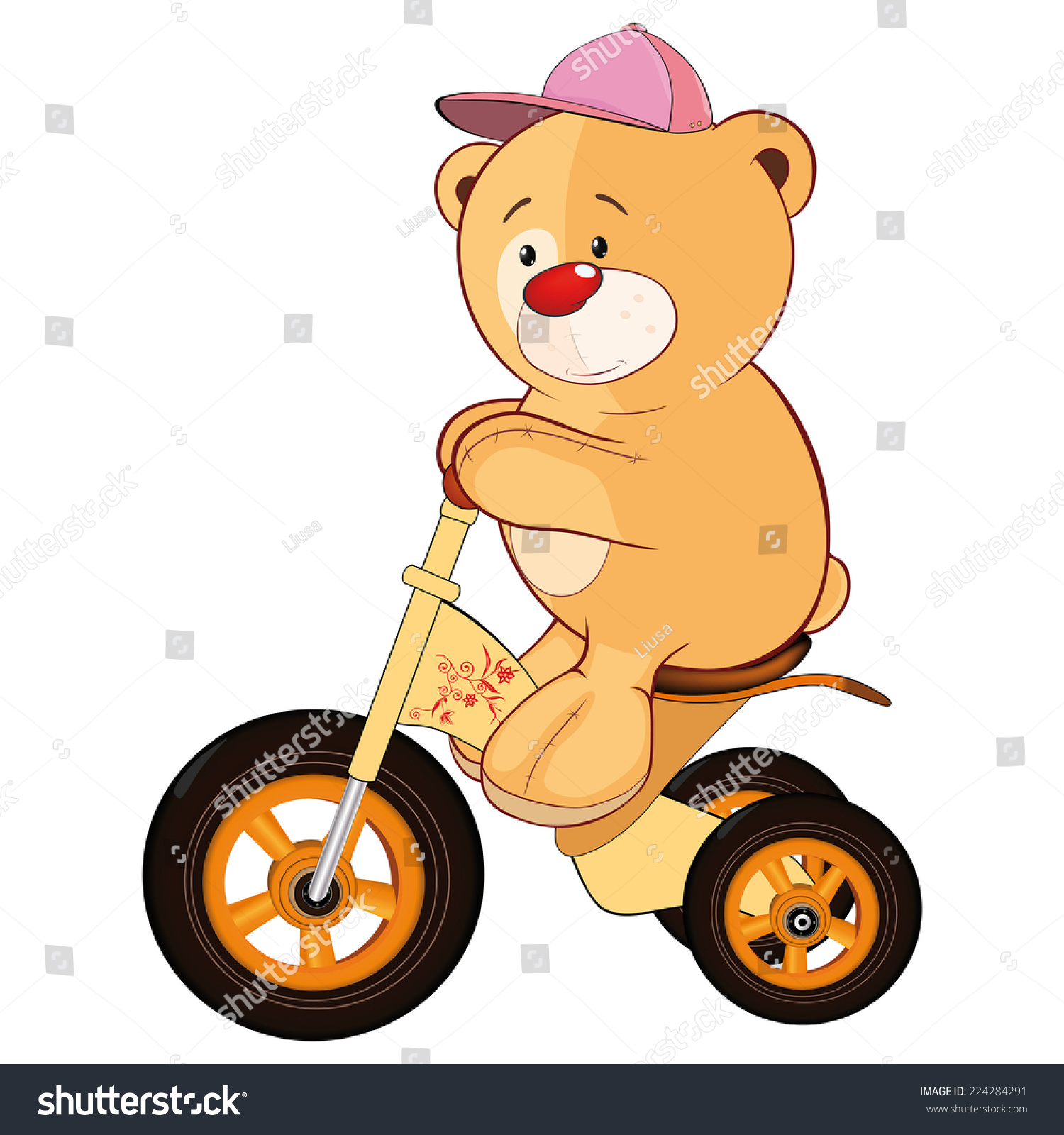 Медвежонок на велосипеде иллюстрации