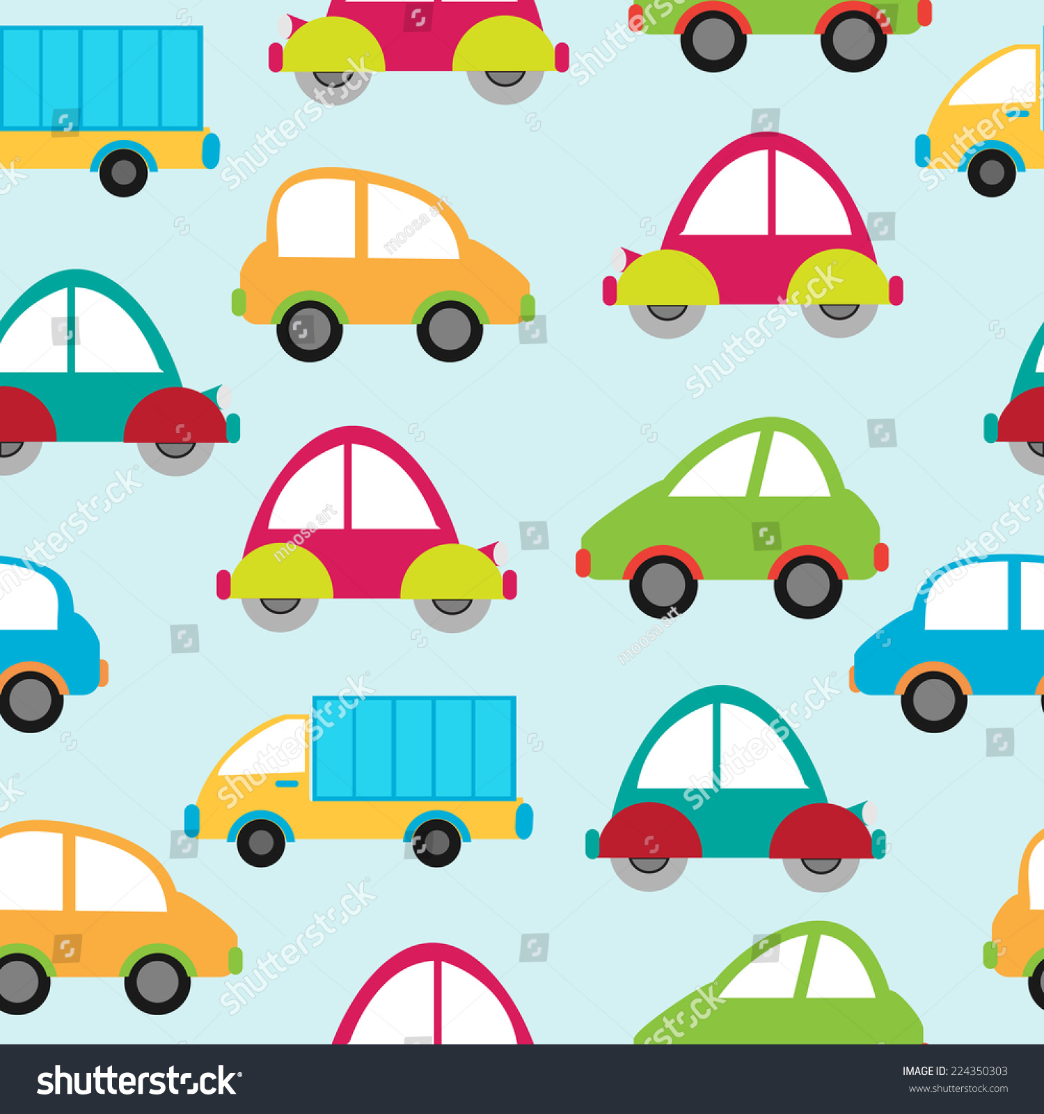 Cute Cartoon Car Seamless Pattern Vector Stock Vector (Royalty Free ...