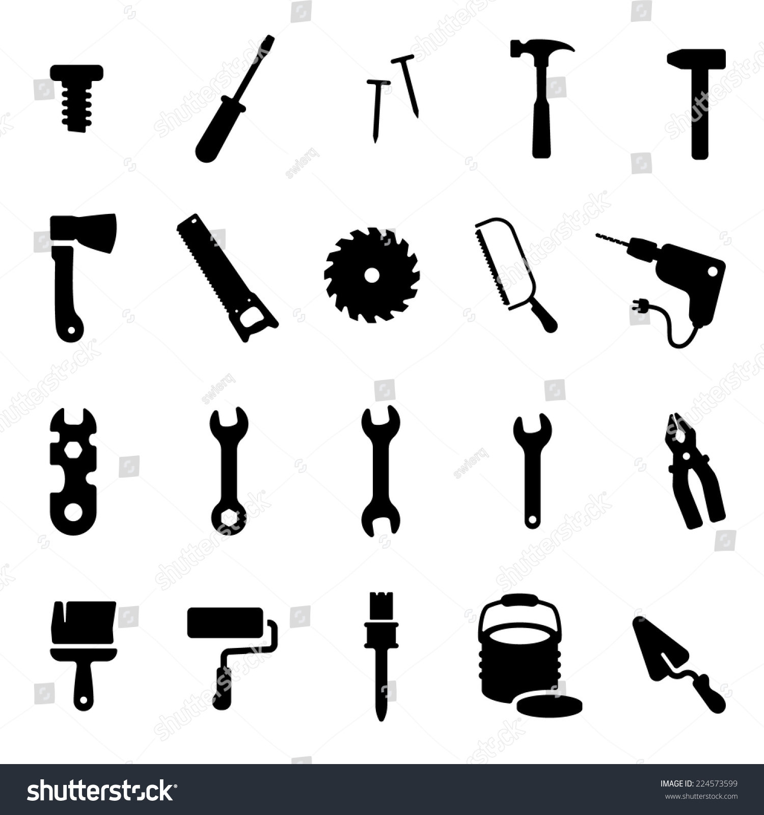 Workshop Tools Icon Set Stock Vector (Royalty Free) 224573599 ...