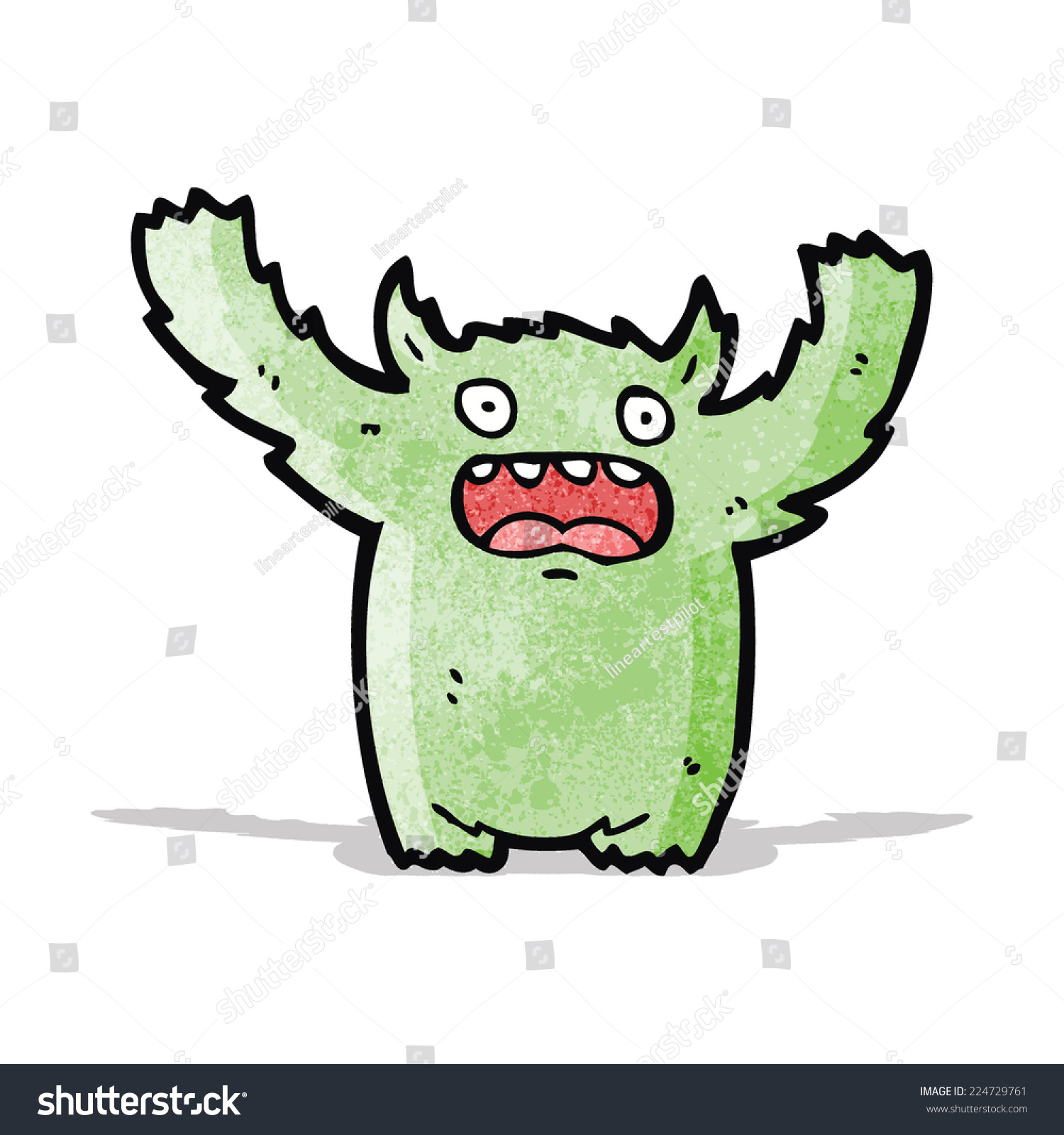 Cartoon Furry Green Monster Stock Vector (Royalty Free) 224729761 ...