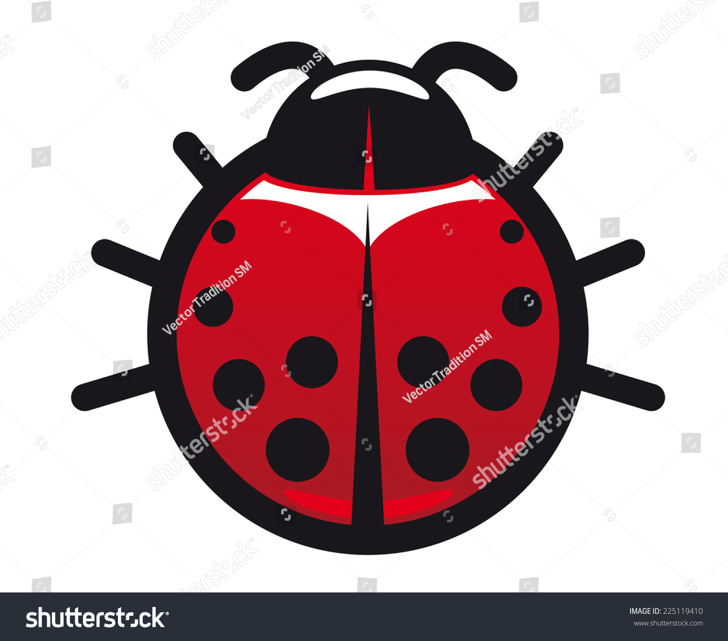 Cartoon Red Black Spotted Ladybug Ladybird Stock Illustration 225119410