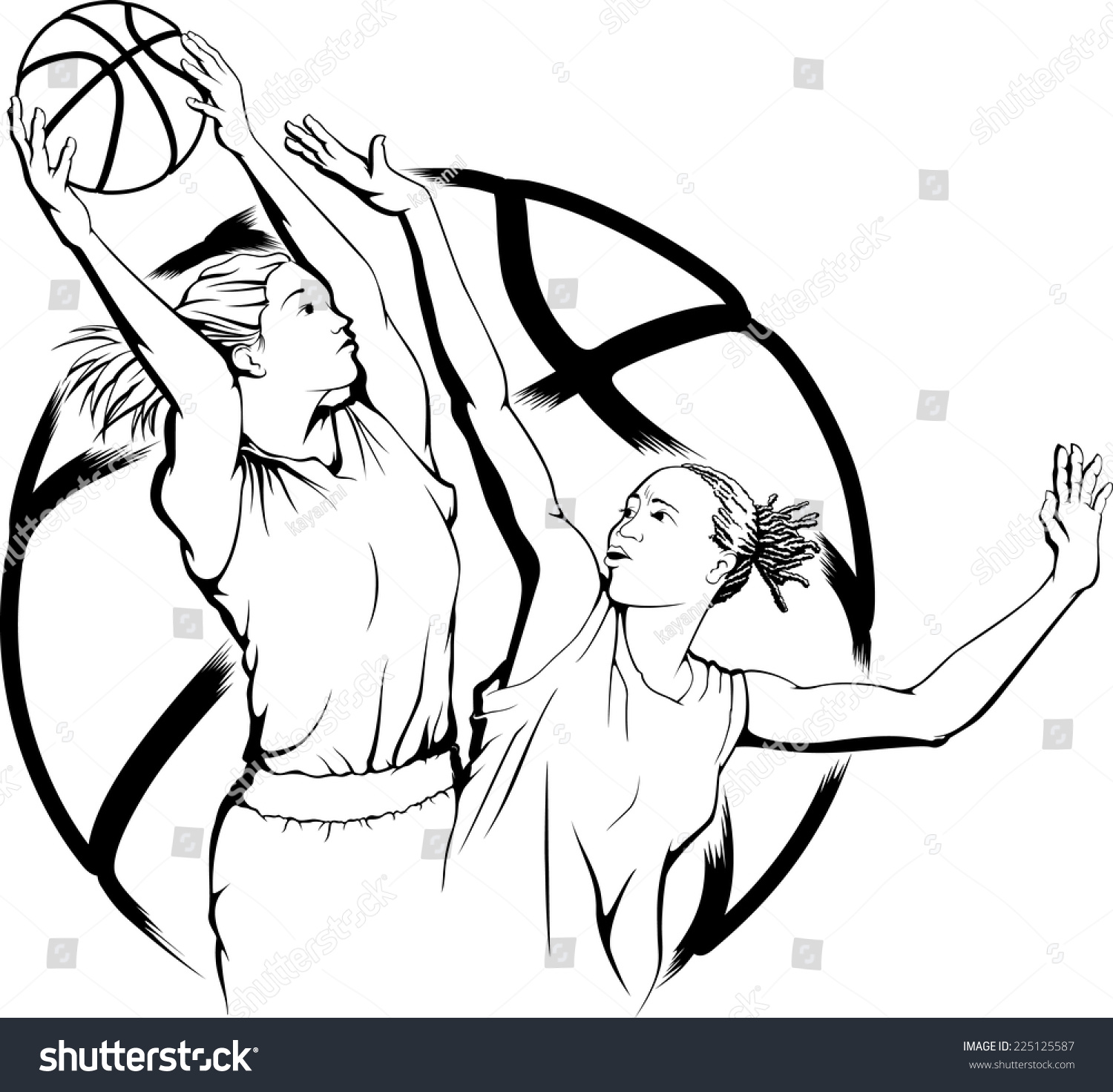 Баскетбол девушки вектор