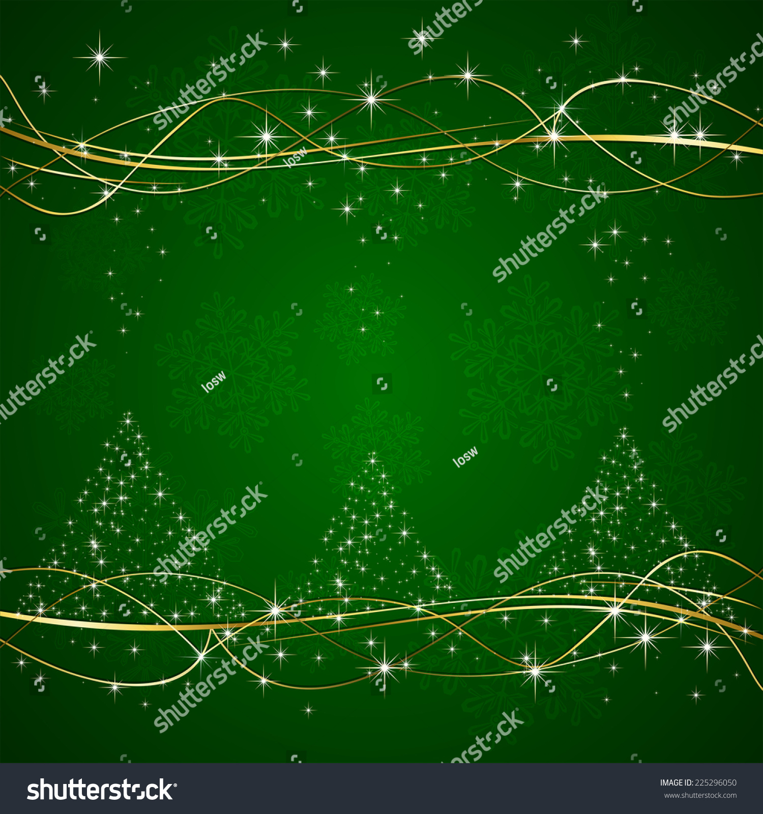 Green Background Christmas Tree Stars Illustration Stock Vector ...