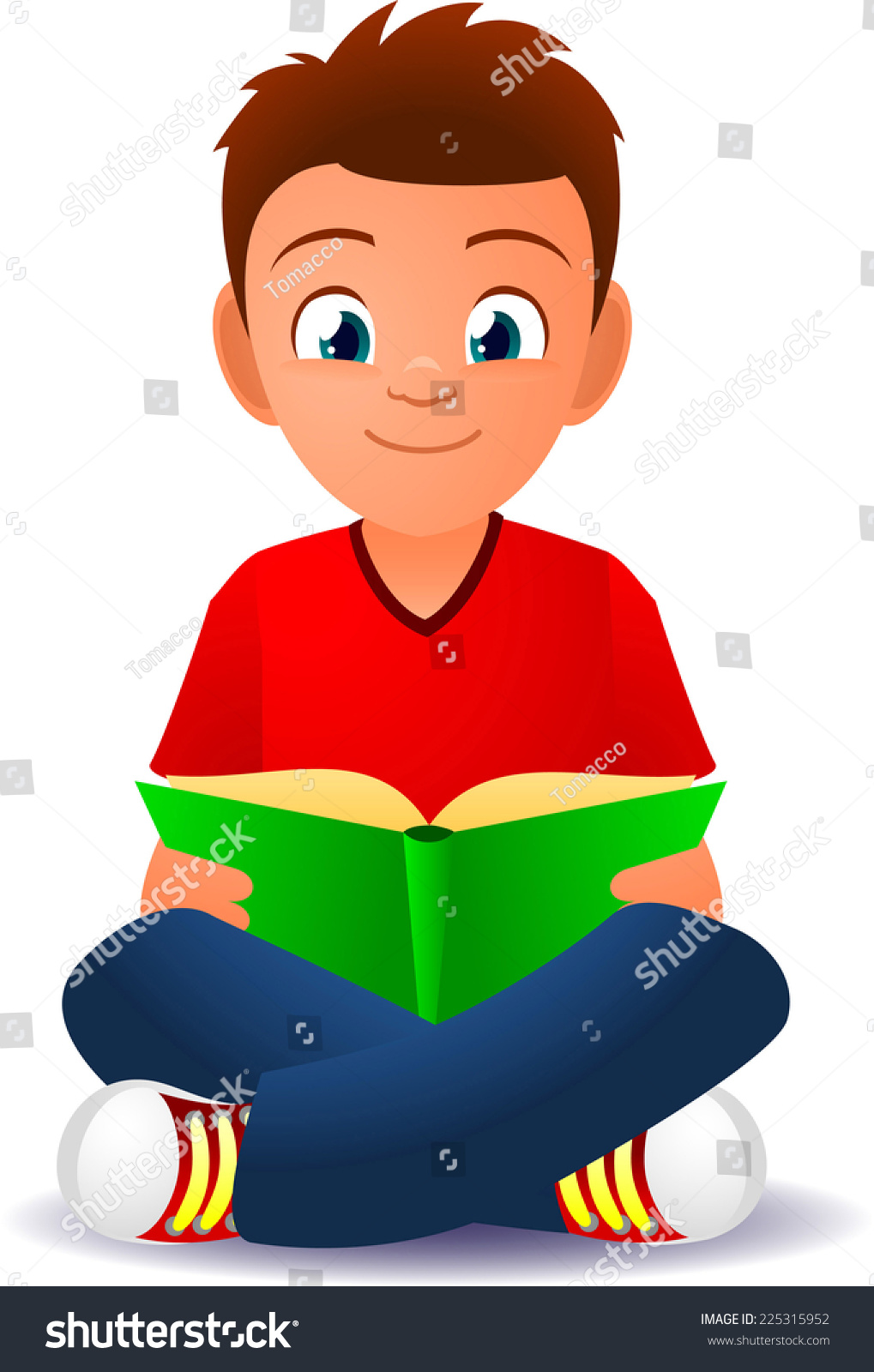Мальчик с книгой на белом фоне рисунок