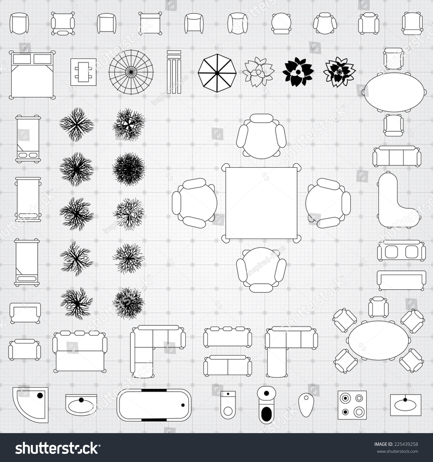 Set Simple Flat Vector Icons Furniture Stock Vector (Royalty Free ...