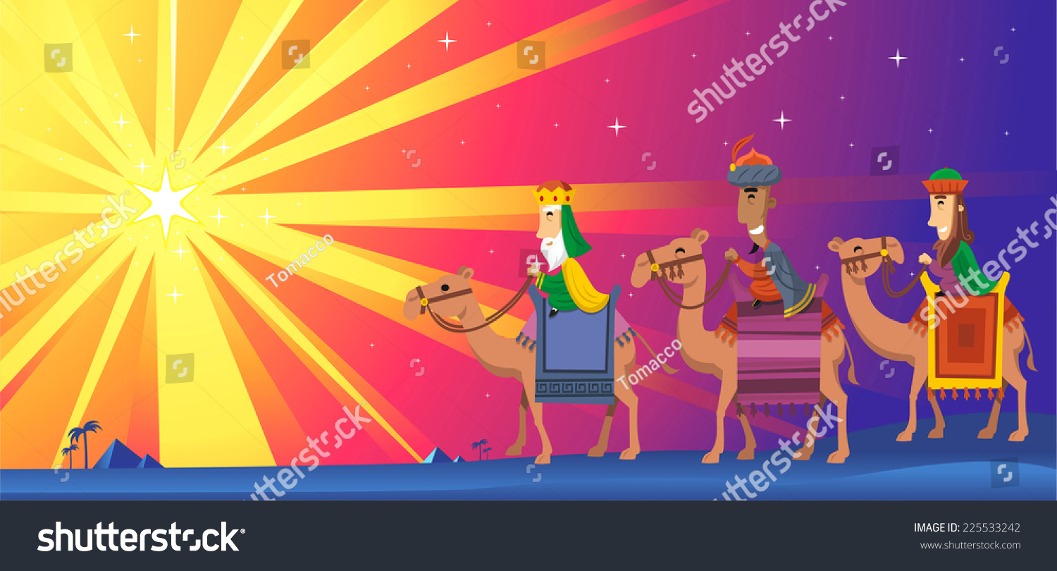 Three Wise Kings Following Star Bethlehem Stock Vector Royalty Free 225533242 Shutterstock 