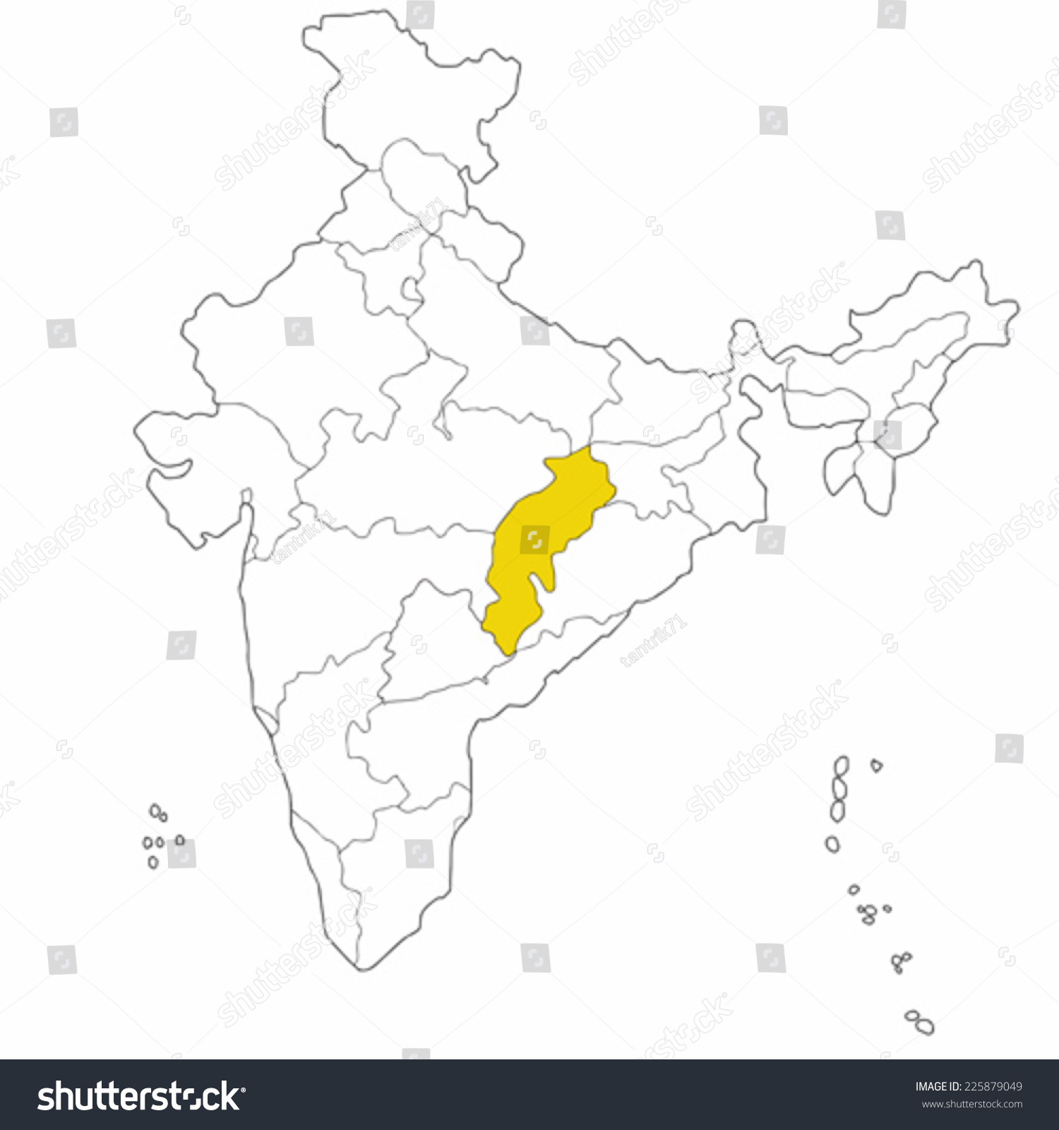 Eastern State Chattisgarh On Map India Stock Vector (Royalty Free ...