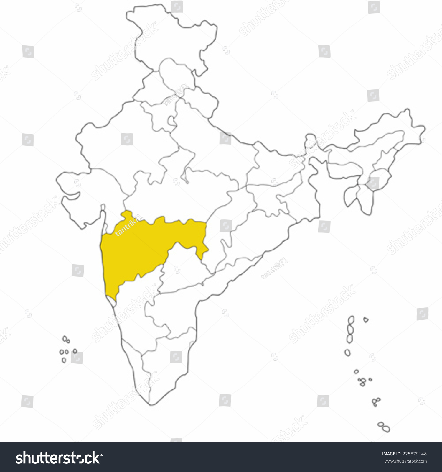 Westernl State Maharashtra On Map India Stock Vector (Royalty Free ...