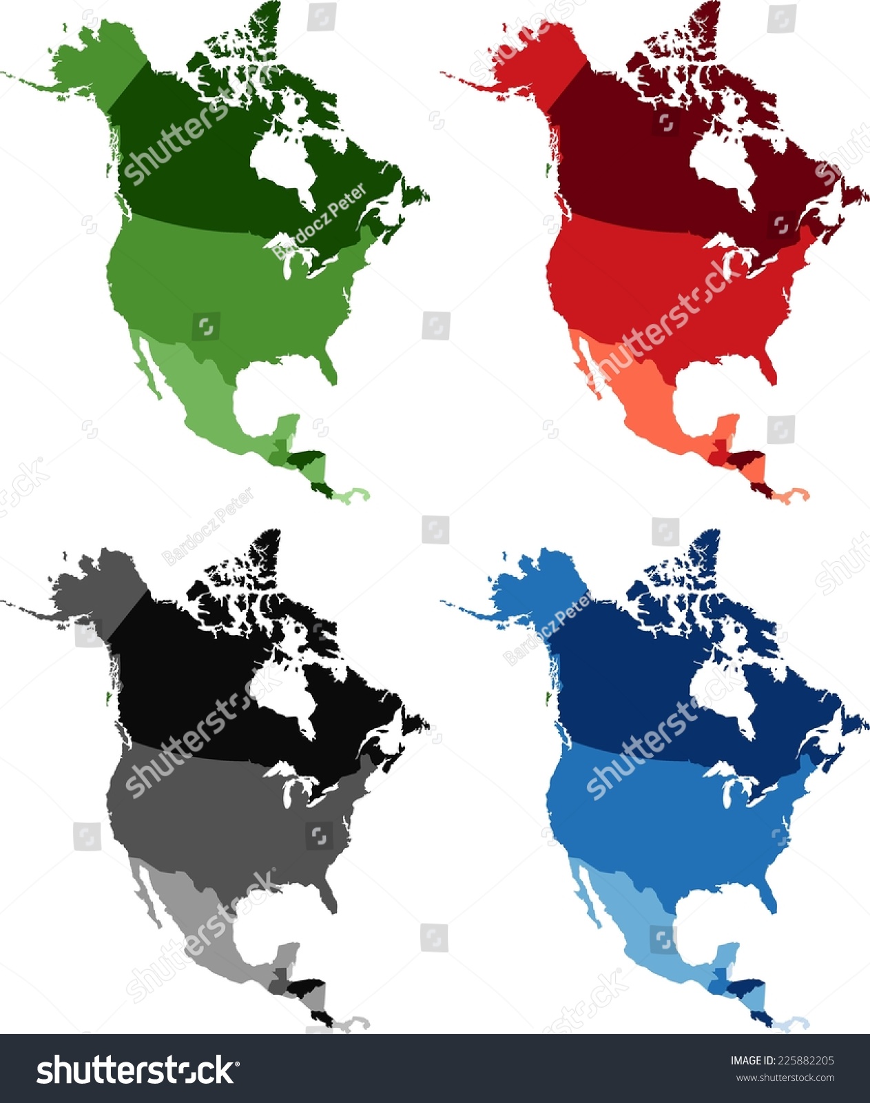 Vektor Stok Highly Detailed North America Political Map Tanpa Royalti 225882205 Shutterstock 1845