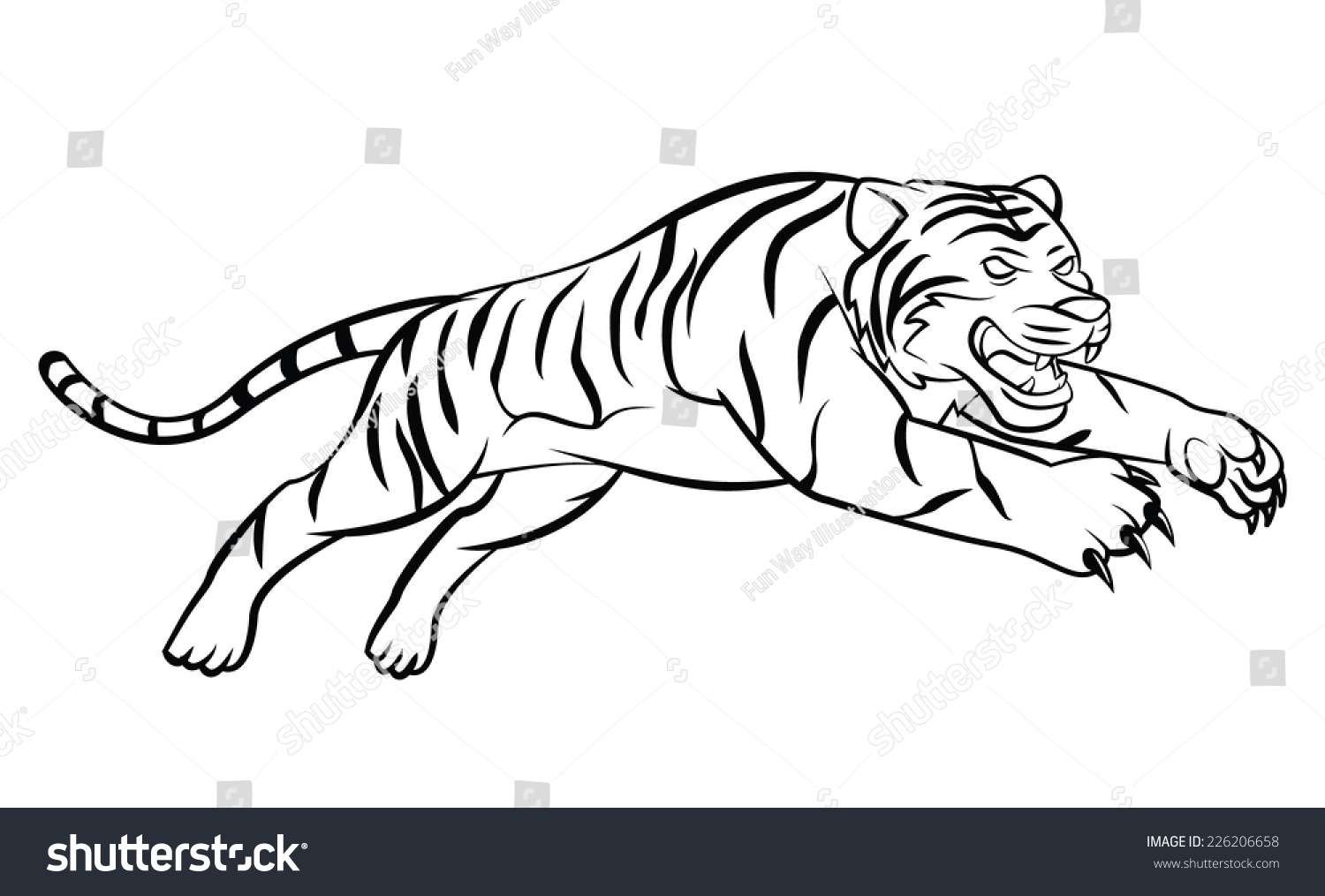 Раскраски тигр нападает