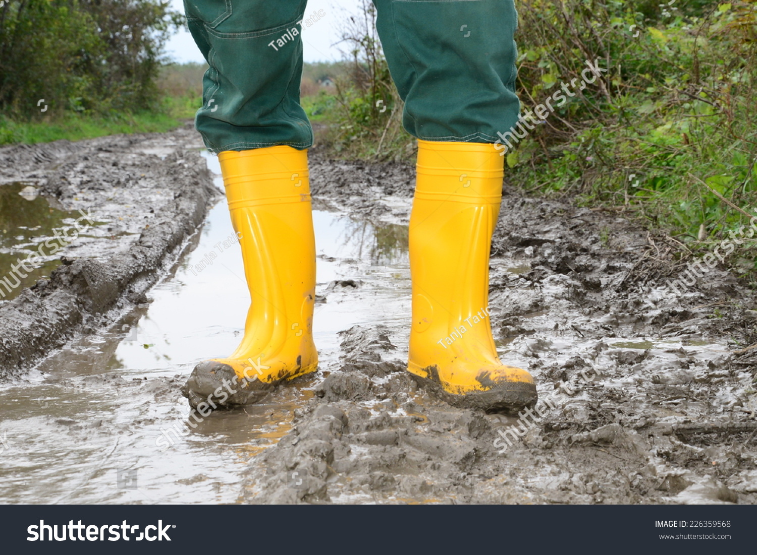 rubber boots in mud