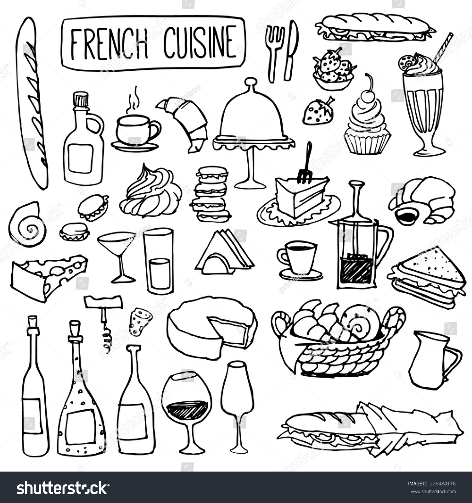 Французская кухня рисунок карандашом