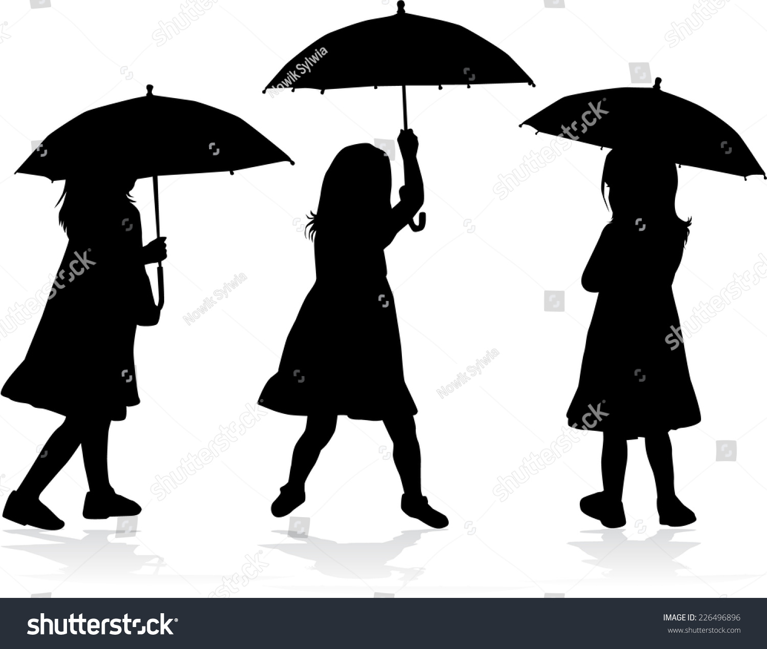 Girl Umbrella Stock Vector (Royalty Free) 226496896 | Shutterstock