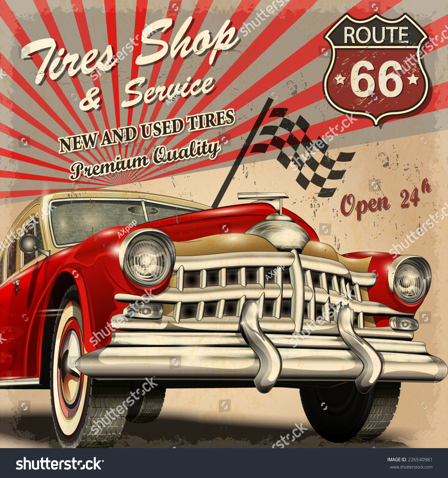 Tire Service Retro Poster Stock Vector (Royalty Free) 226540981 ...